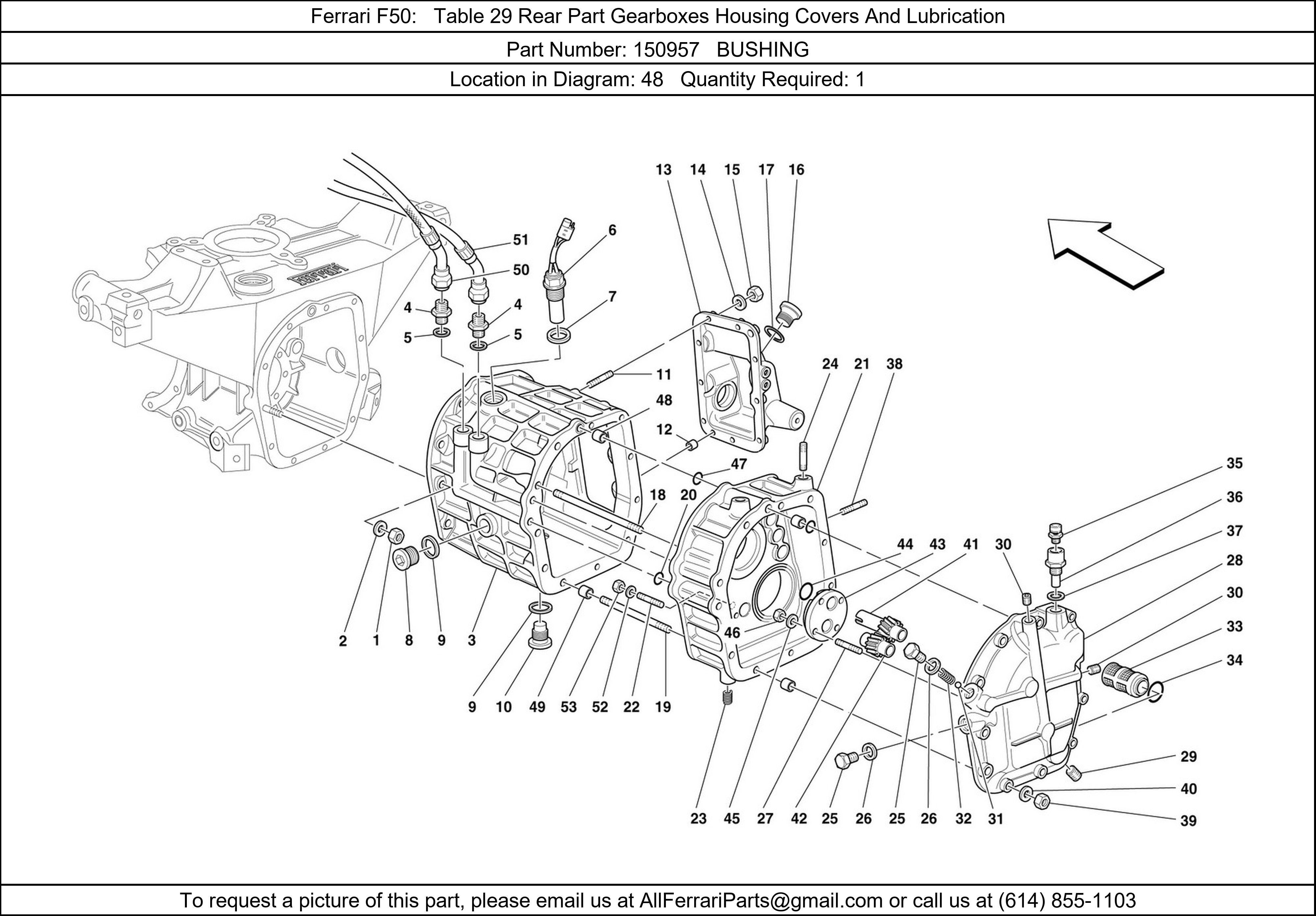 Ferrari Part Number 150957 in Ferrari F50 Table 29 Rear Part Gearboxes ...