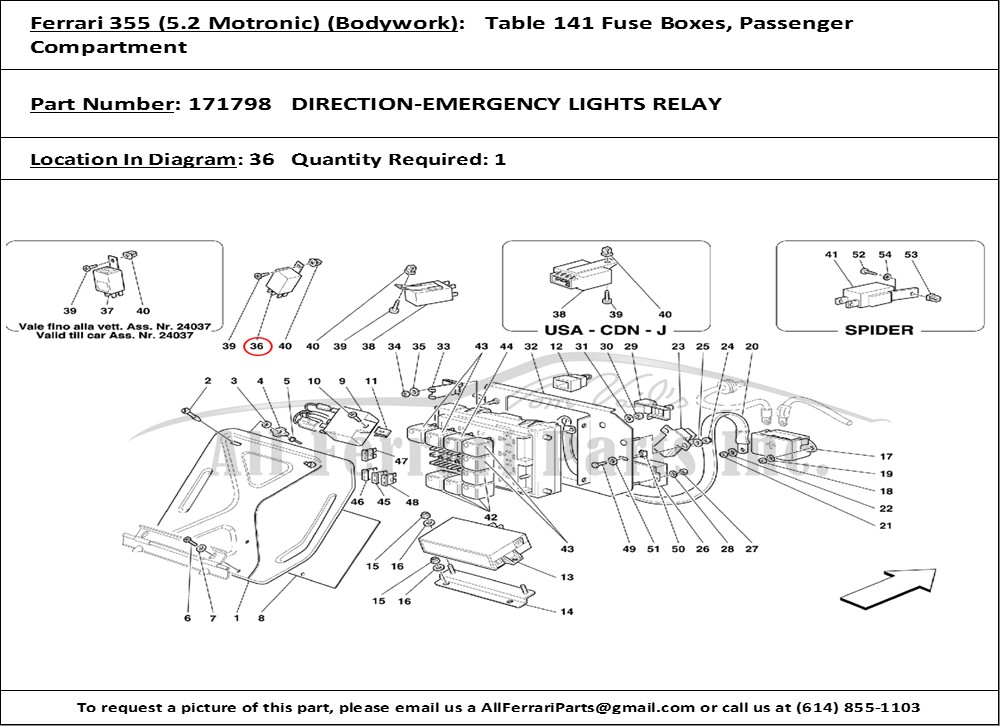 Ferrari Part 171798 Direction-Emergency Lights Relay in Ferrari 355 (5.2 Motronic) (Bodywork ...
