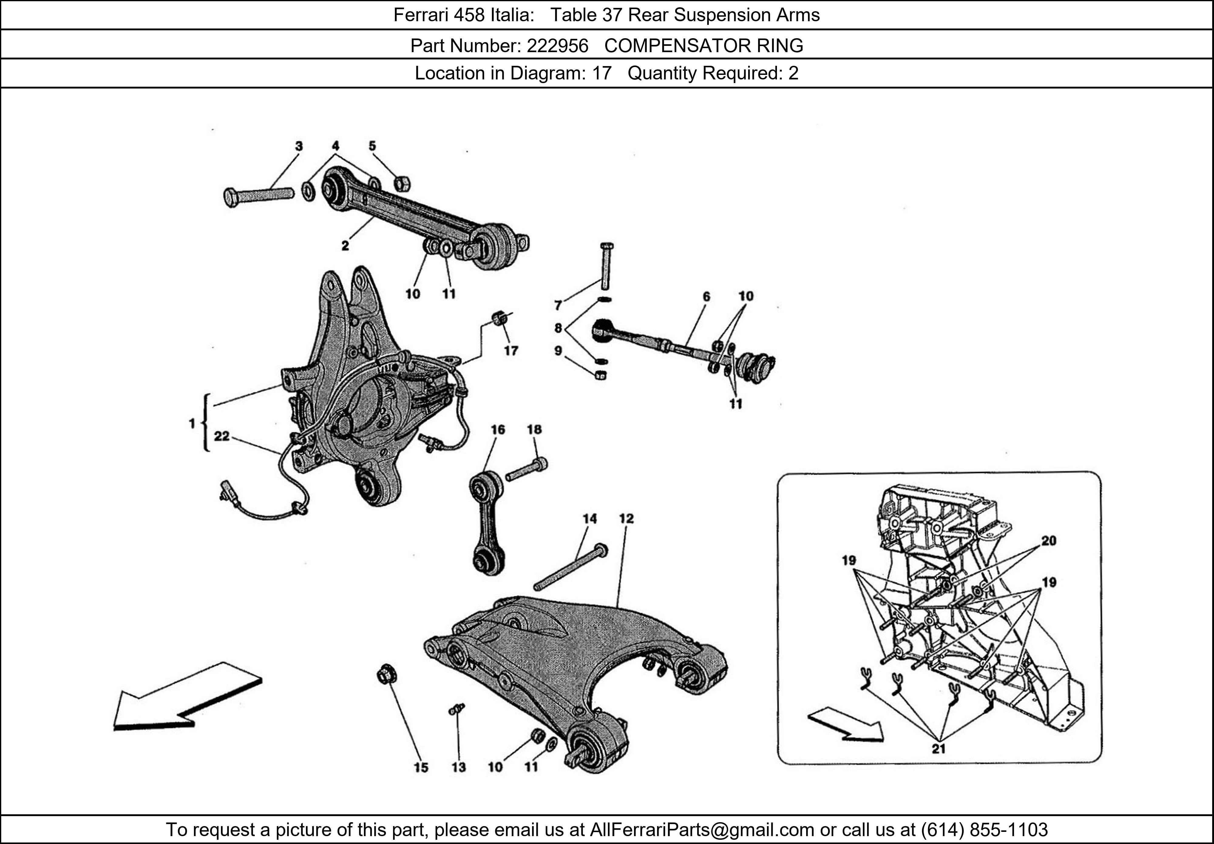 Ferrari Part Number 222956 in Ferrari 458 Italia Table 37 Rear ...