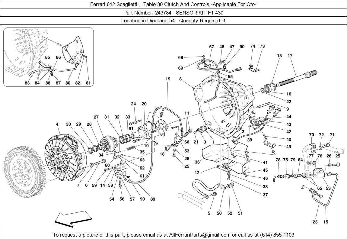 Ferrari Part Number 243784 in Ferrari F430 Table 24 Clutch And Controls ...