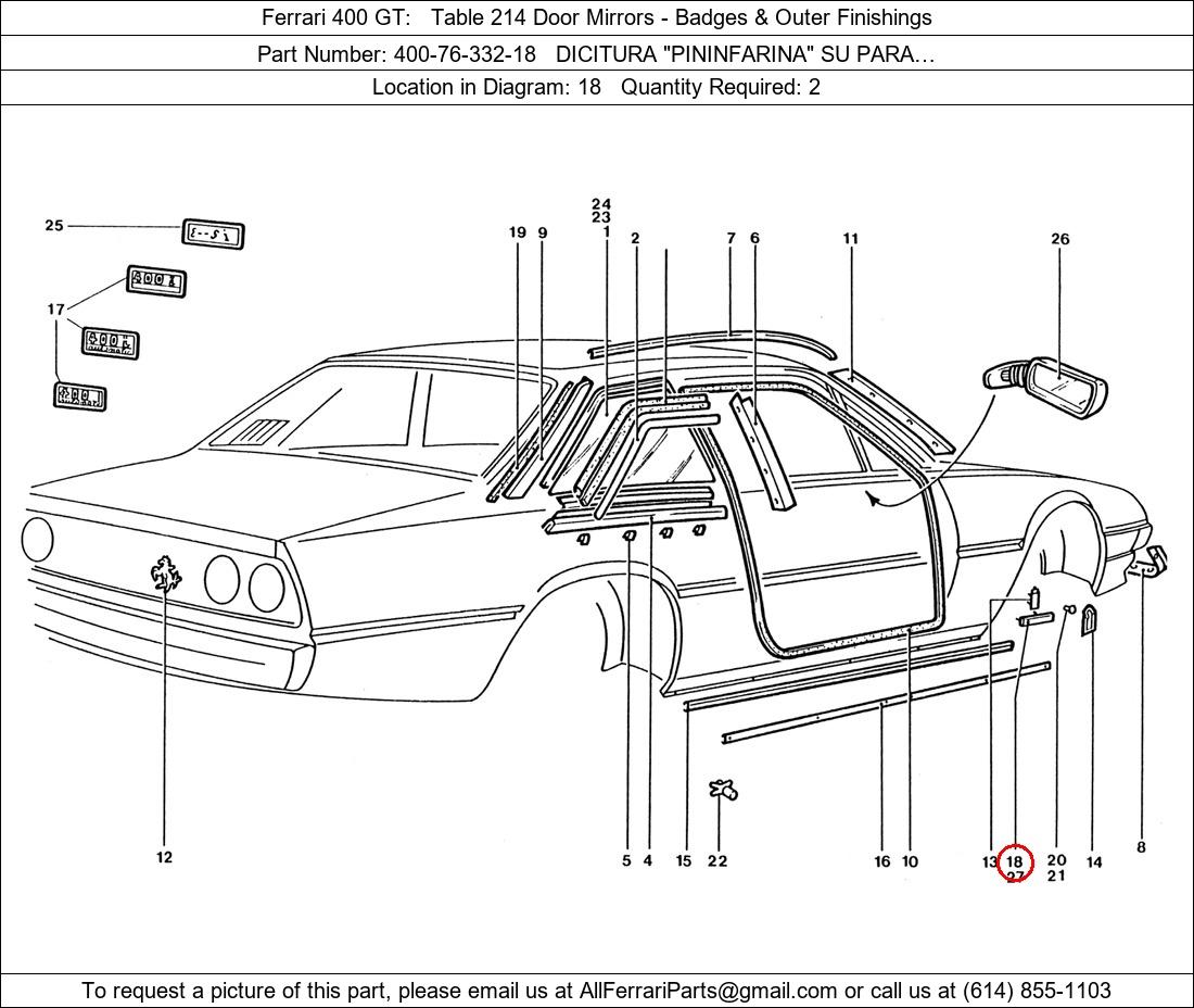 Ferrari Part 400-76-332-18