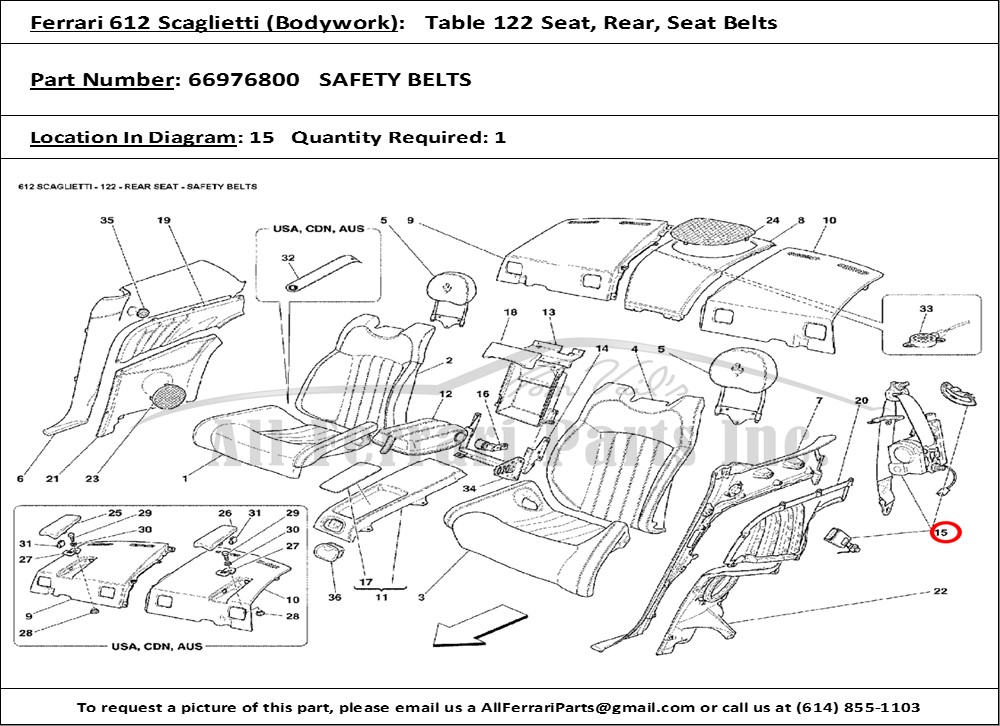 Ferrari Part 66976800 Safety Belts in Ferrari 612 Scaglietti (Bodywork ...