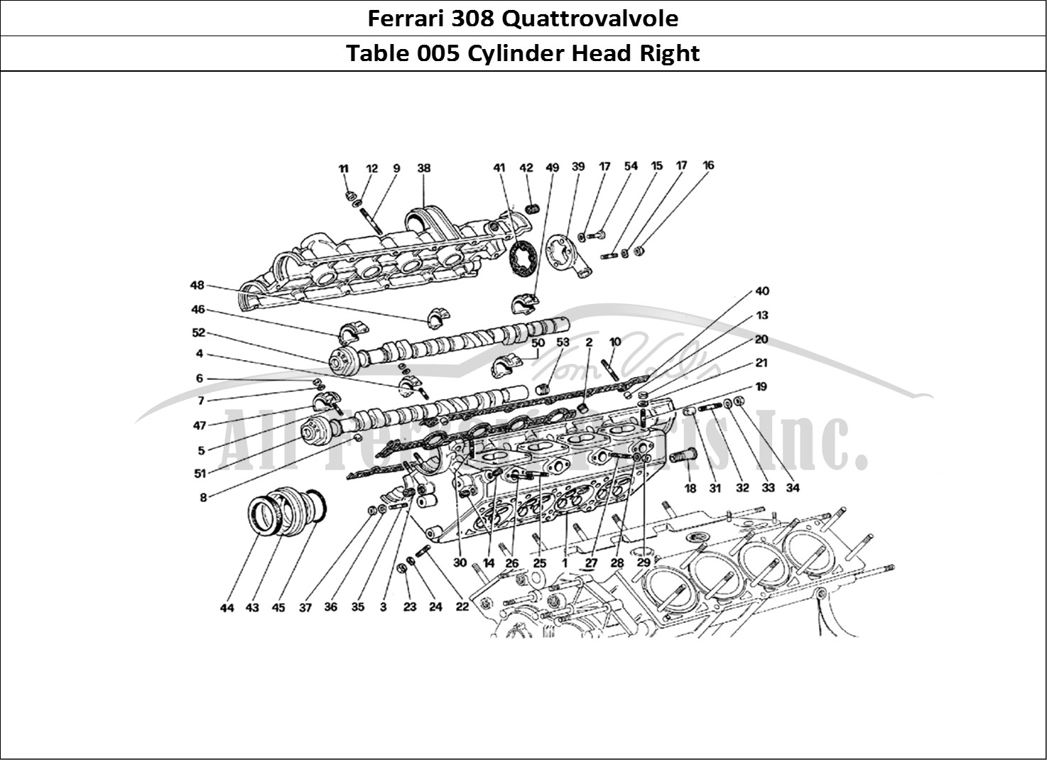 Ferrari Parts Ferrari 308 Quattrovalvole (1985) Page 005 Cylinder Head (Right)