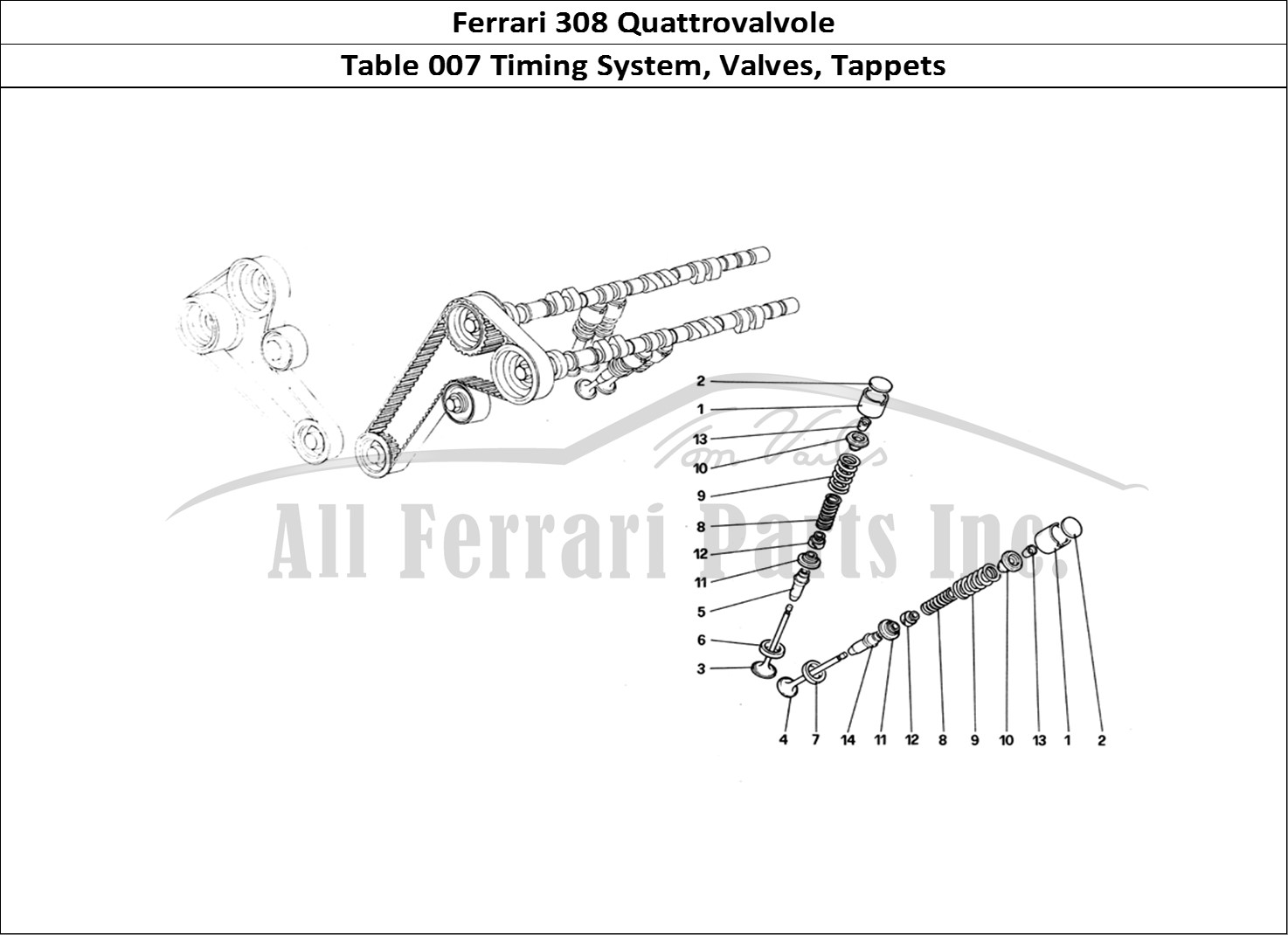 Ferrari Parts Ferrari 308 Quattrovalvole (1985) Page 007 Timing System - Tappets