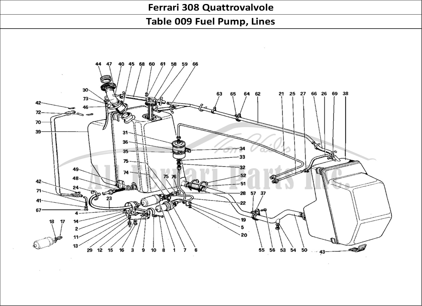 Ferrari Parts Ferrari 308 Quattrovalvole (1985) Page 009 Fuel Pump and Pipes