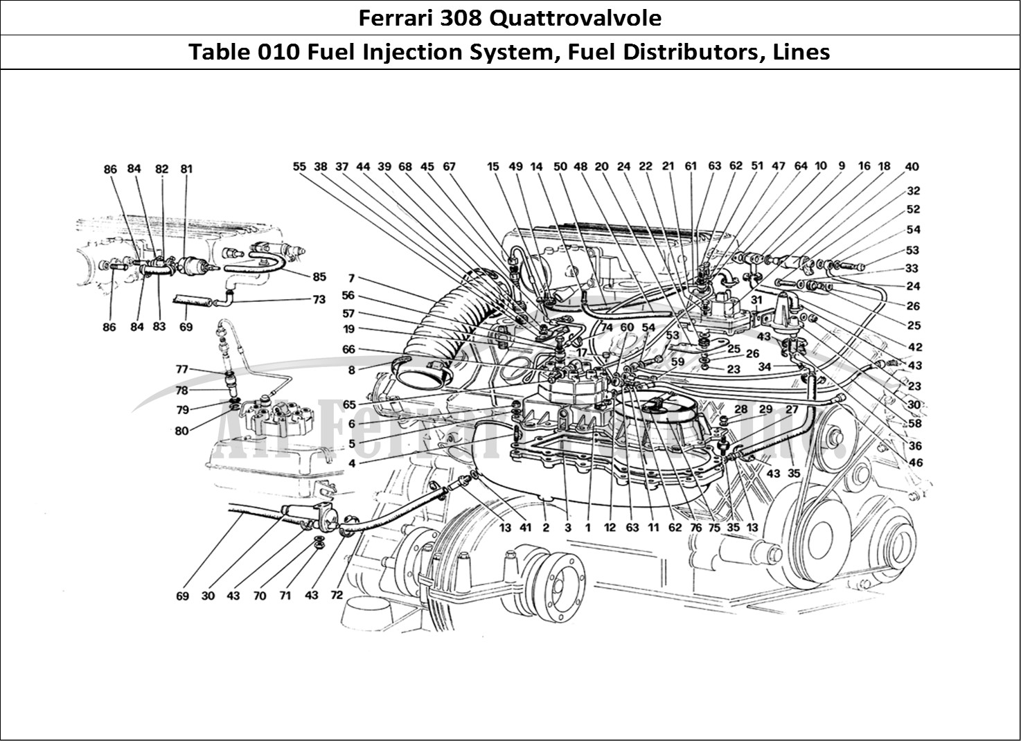 Ferrari Parts Ferrari 308 Quattrovalvole (1985) Page 010 Fuel Injection System - F