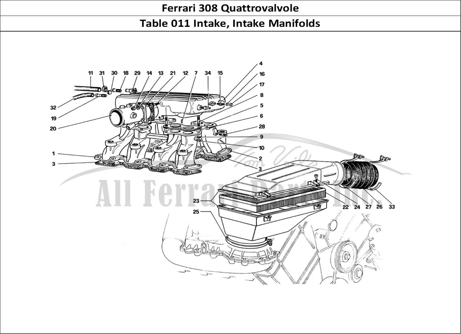 Ferrari Parts Ferrari 308 Quattrovalvole (1985) Page 011 Air Intake and Manifolds