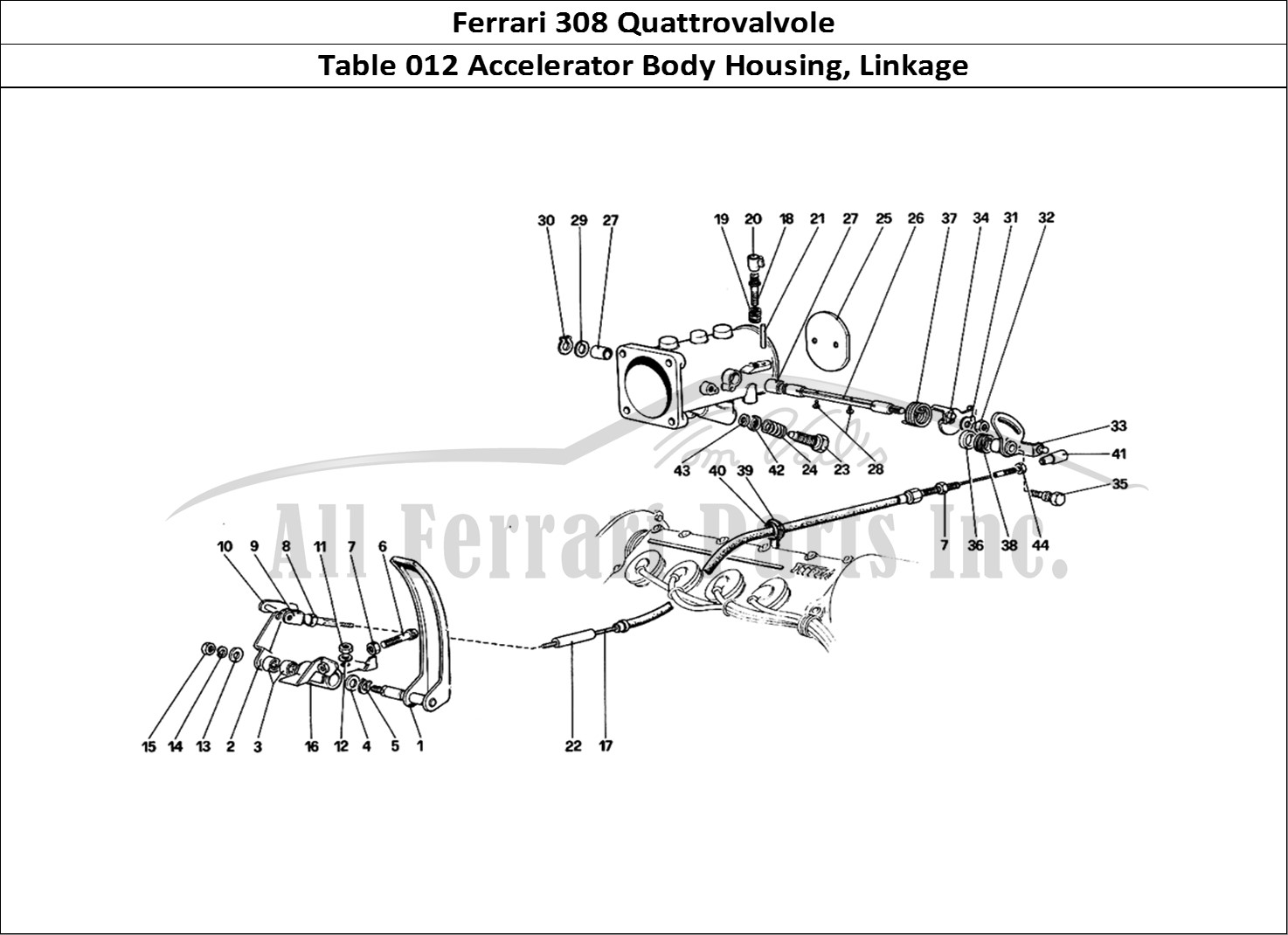 Ferrari Parts Ferrari 308 Quattrovalvole (1985) Page 012 Throttle Housing and Link