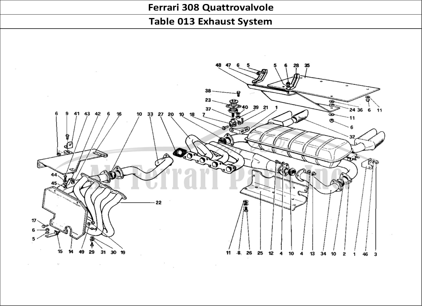 Ferrari Parts Ferrari 308 Quattrovalvole (1985) Page 013 Exhaust System
