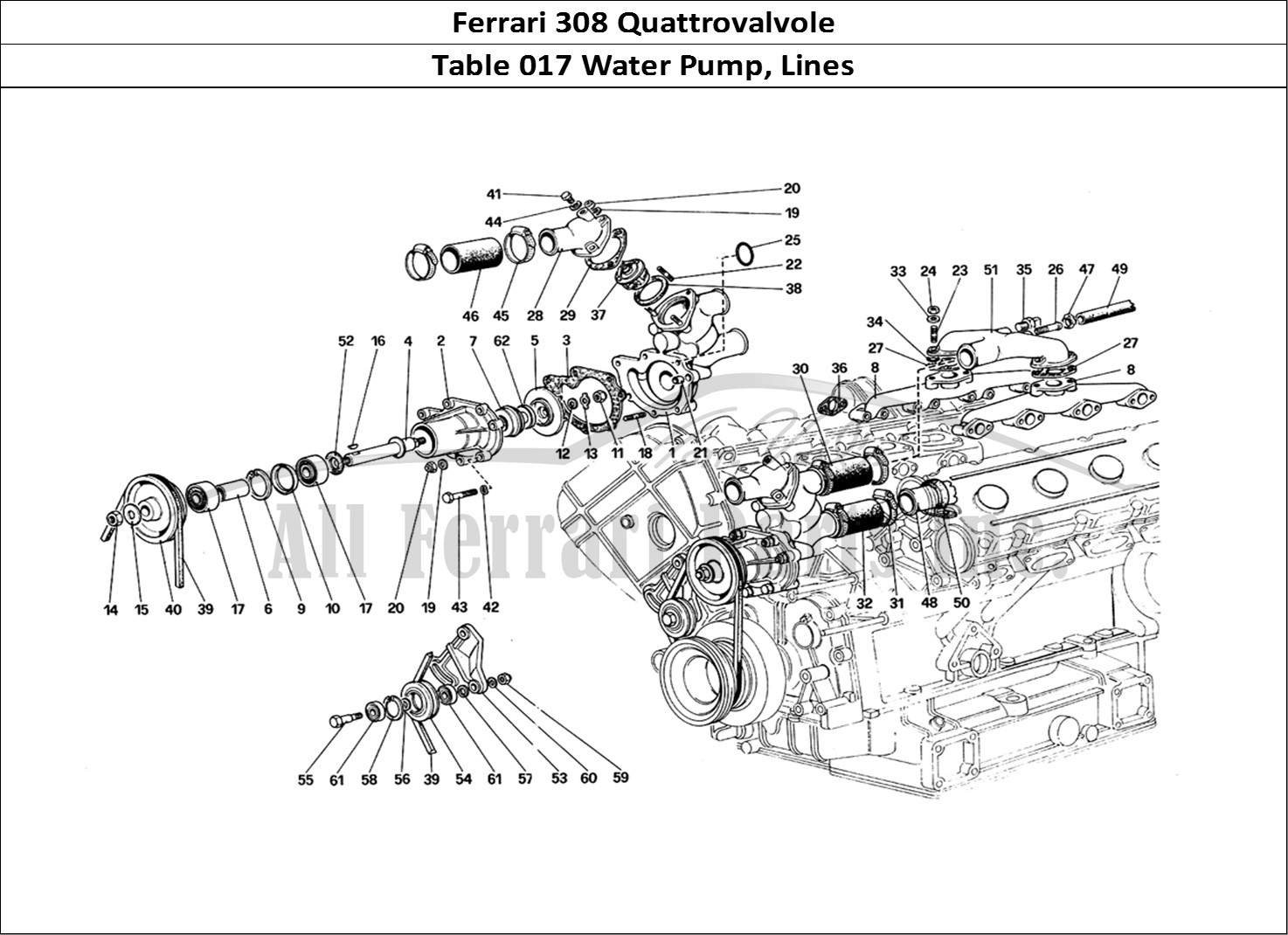 Ferrari Parts Ferrari 308 Quattrovalvole (1985) Page 017 Water Pump and Pipings