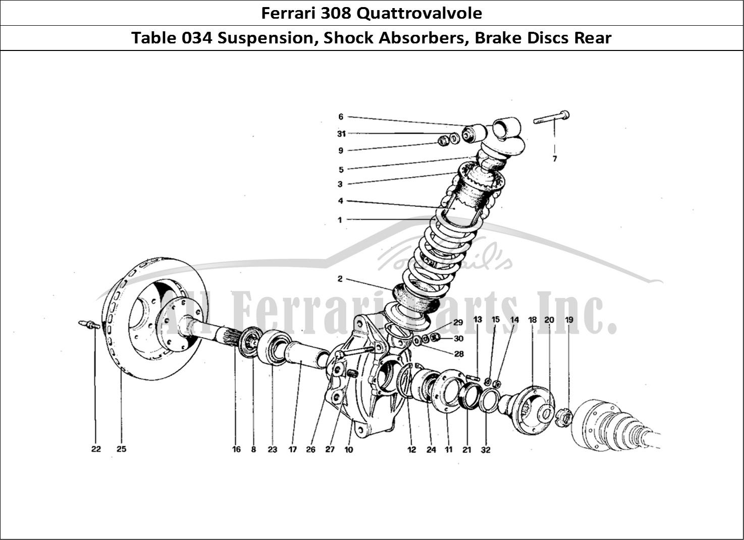 Ferrari Parts Ferrari 308 Quattrovalvole (1985) Page 034 Rear Suspension - Shock A