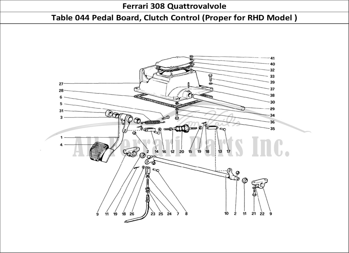 Ferrari Parts Ferrari 308 Quattrovalvole (1985) Page 044 Pedal Board - Clutch Cont