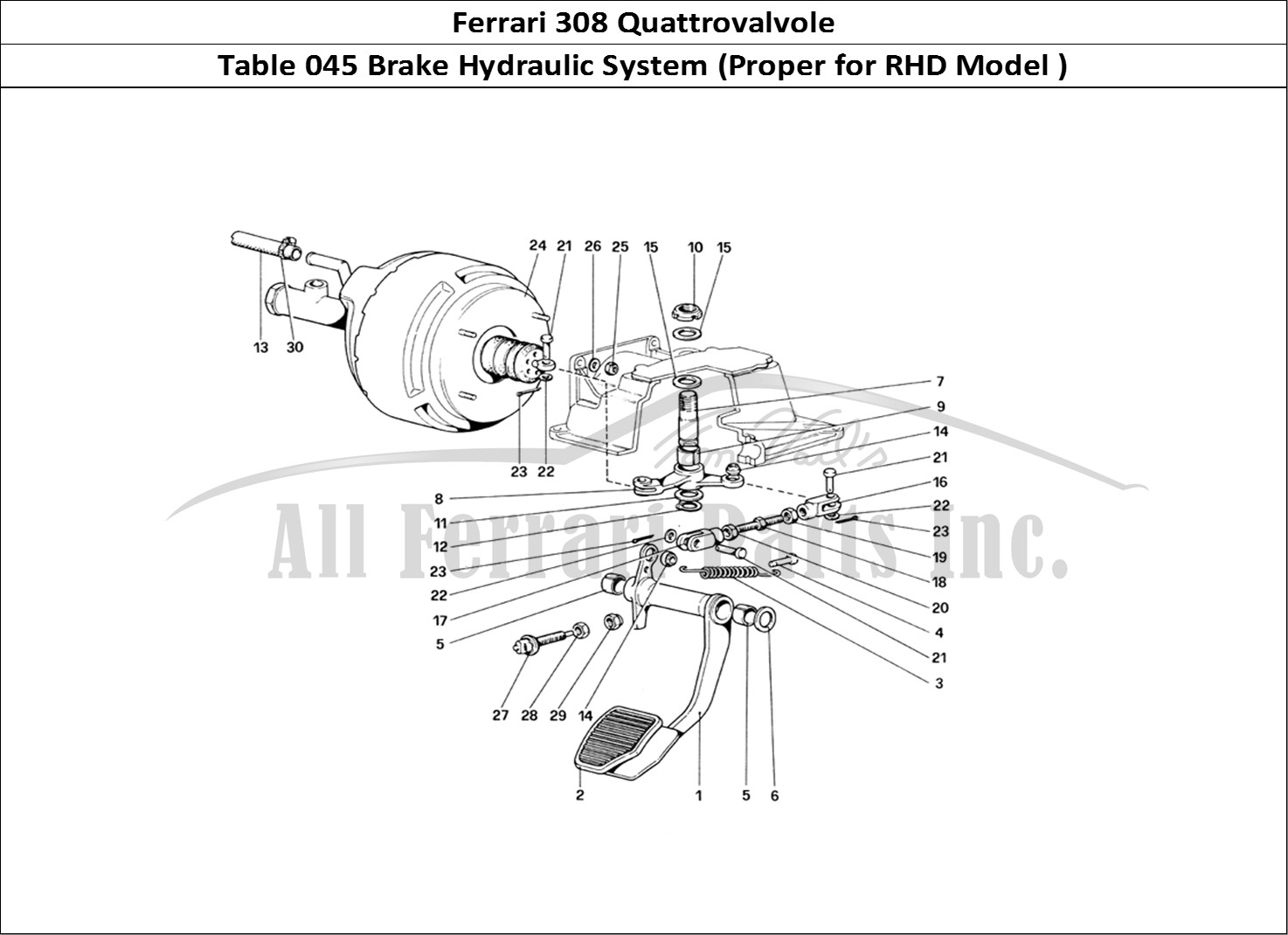 Ferrari Parts Ferrari 308 Quattrovalvole (1985) Page 045 Brake Hydraulic System (V
