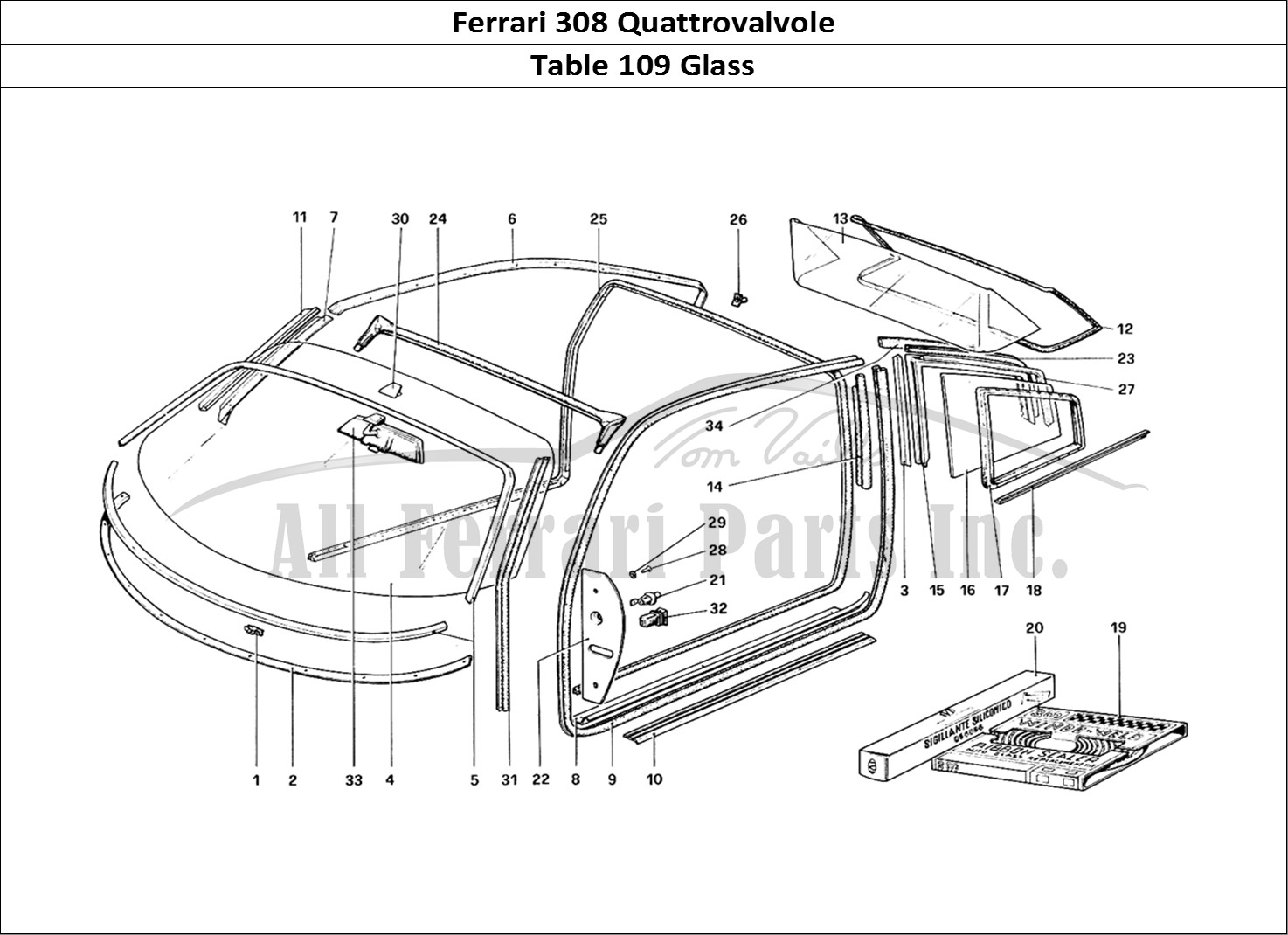 Ferrari Parts Ferrari 308 Quattrovalvole (1985) Page 109 Glasses