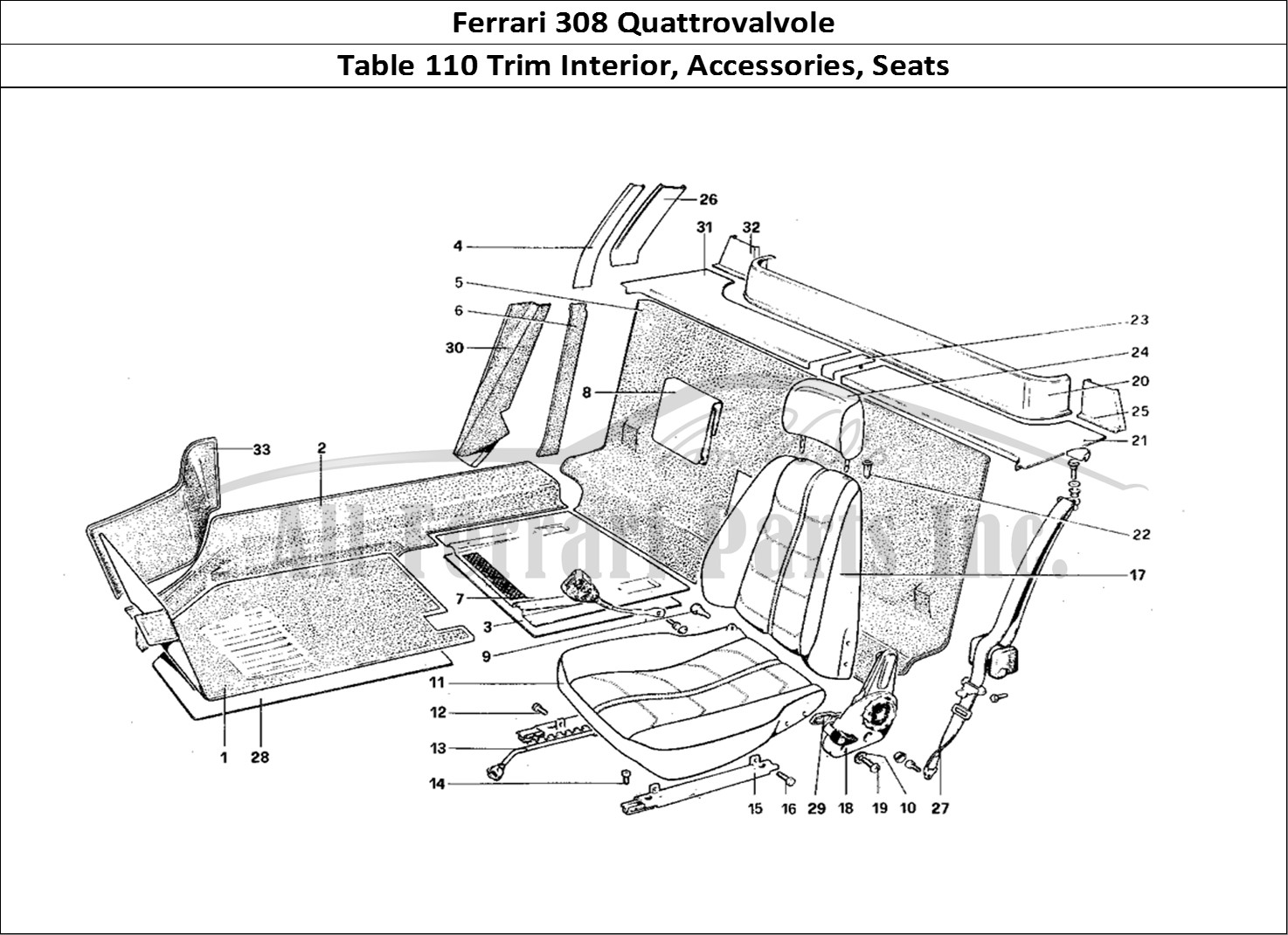 Ferrari Parts Ferrari 308 Quattrovalvole (1985) Page 110 Interior Trim, Accessorie