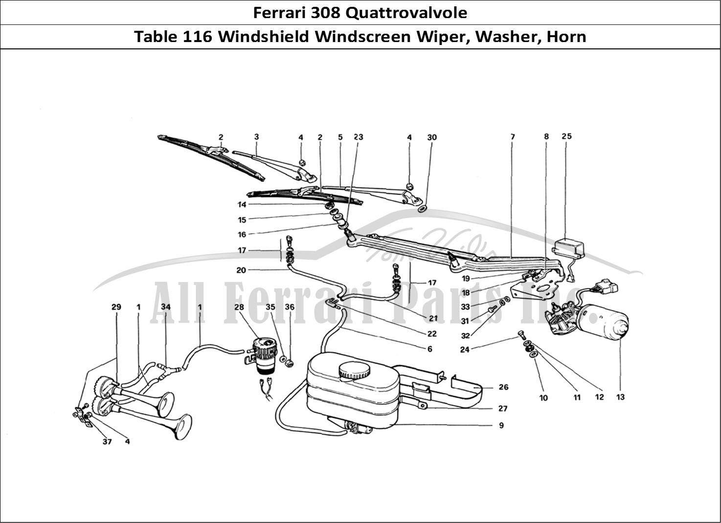 Ferrari Parts Ferrari 308 Quattrovalvole (1985) Page 116 Windshield Wiper, Washer