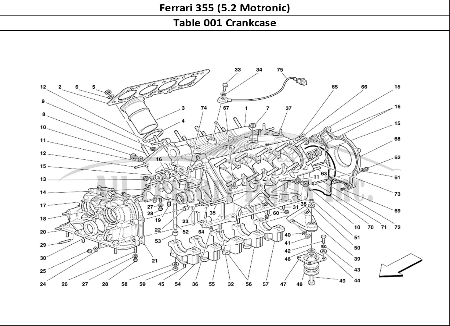 Ferrari Parts Ferrari 355 (5.2 Motronic) Page 001 Crankcase