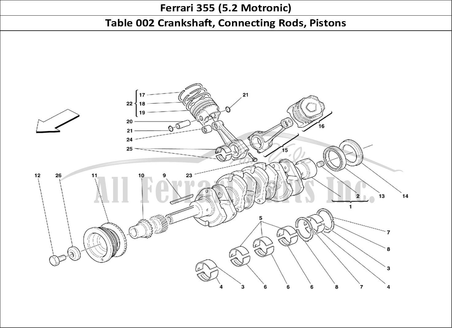 Ferrari Parts Ferrari 355 (5.2 Motronic) Page 002 Crankshaft, Conrods And P