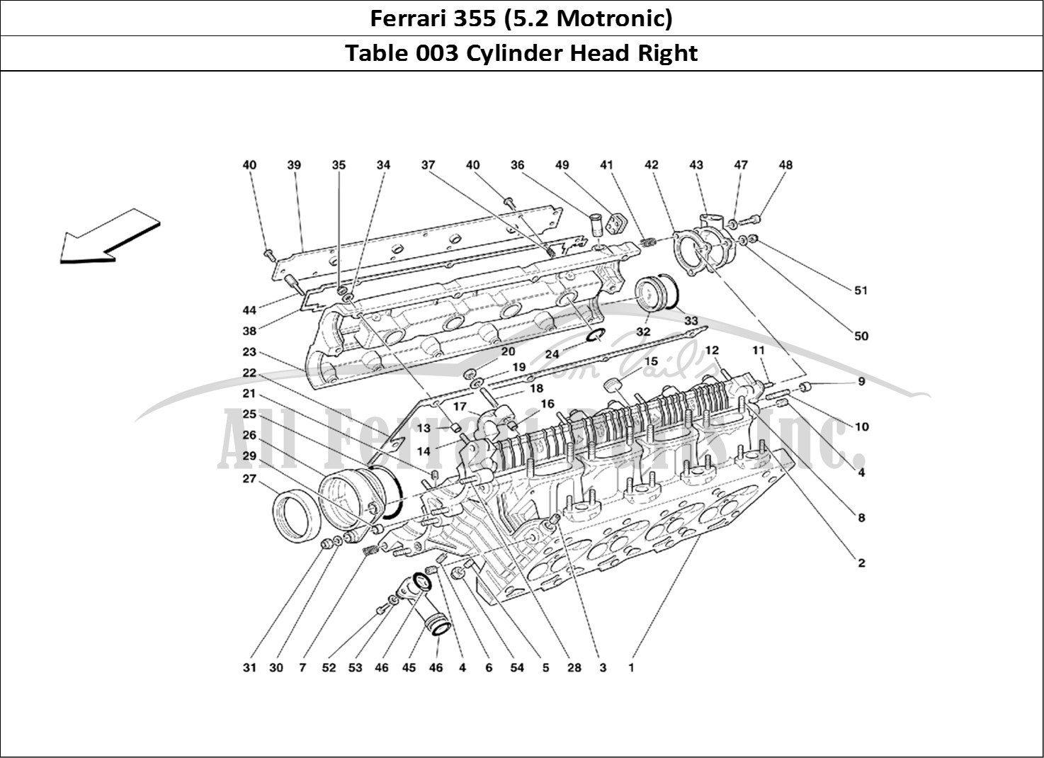 Ferrari Parts Ferrari 355 (5.2 Motronic) Page 003 R.H. Cylinder Head
