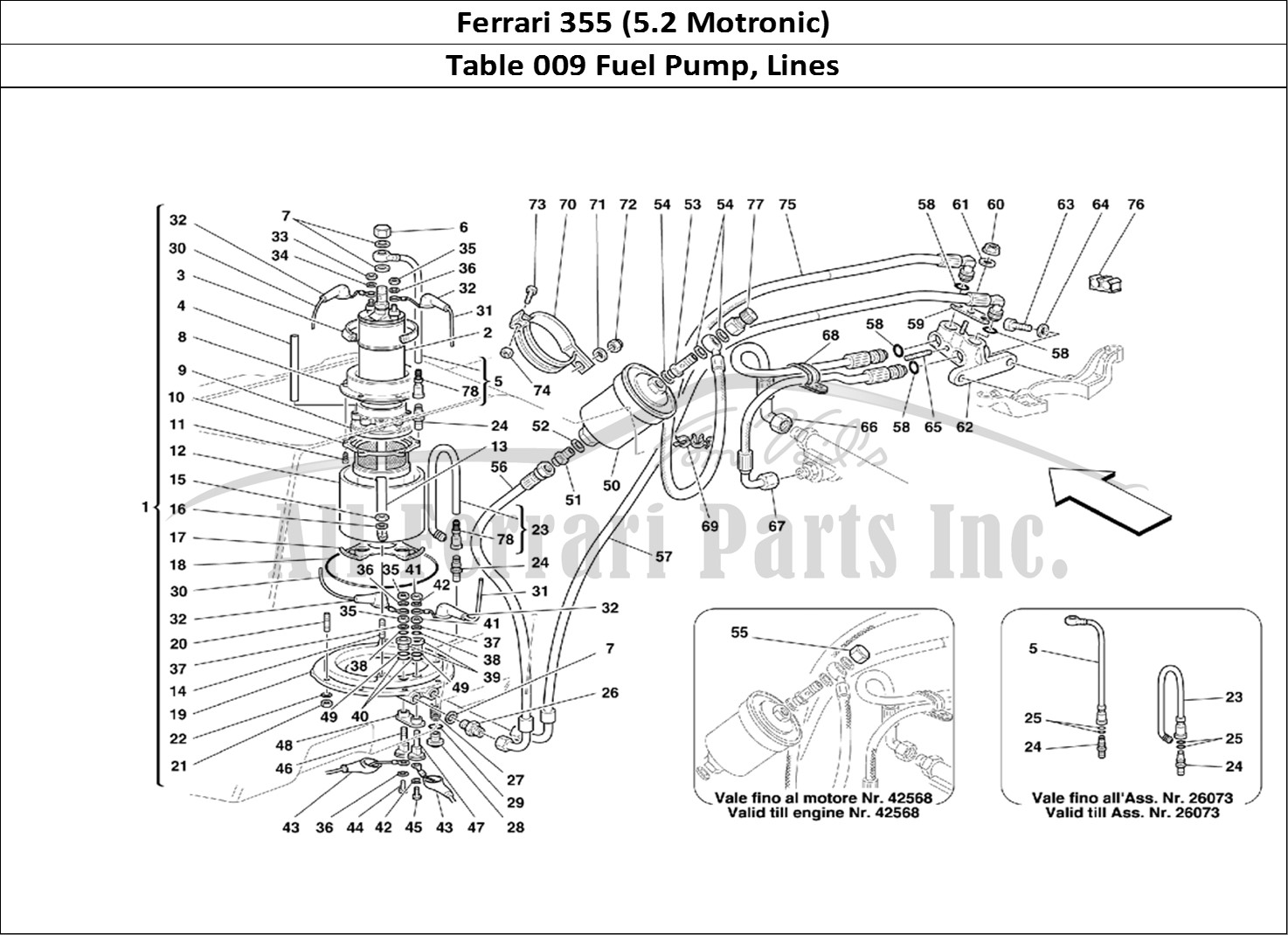 Ferrari Parts Ferrari 355 (5.2 Motronic) Page 009 Fuel Pump and Pipes