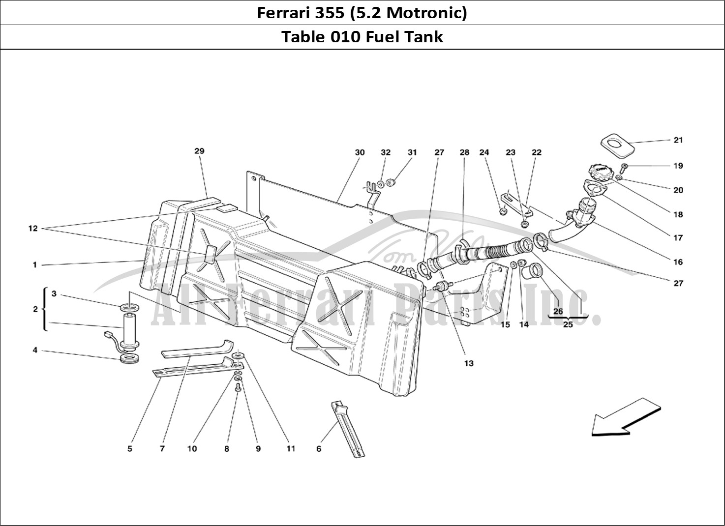 Ferrari Parts Ferrari 355 (5.2 Motronic) Page 010 Fuel Tank