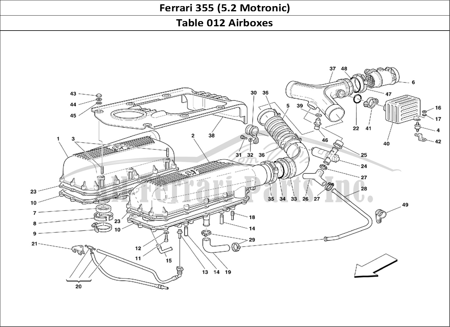 Ferrari Parts Ferrari 355 (5.2 Motronic) Page 012 Air Boxes
