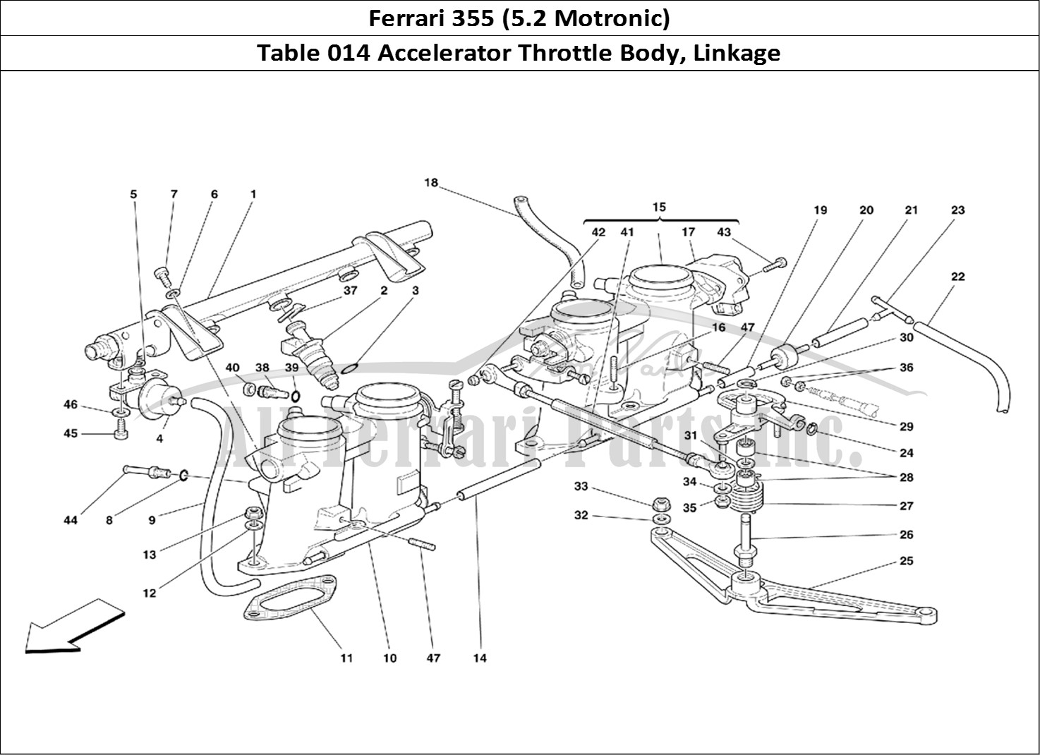 Ferrari Parts Ferrari 355 (5.2 Motronic) Page 014 Throttle Holders and Cont