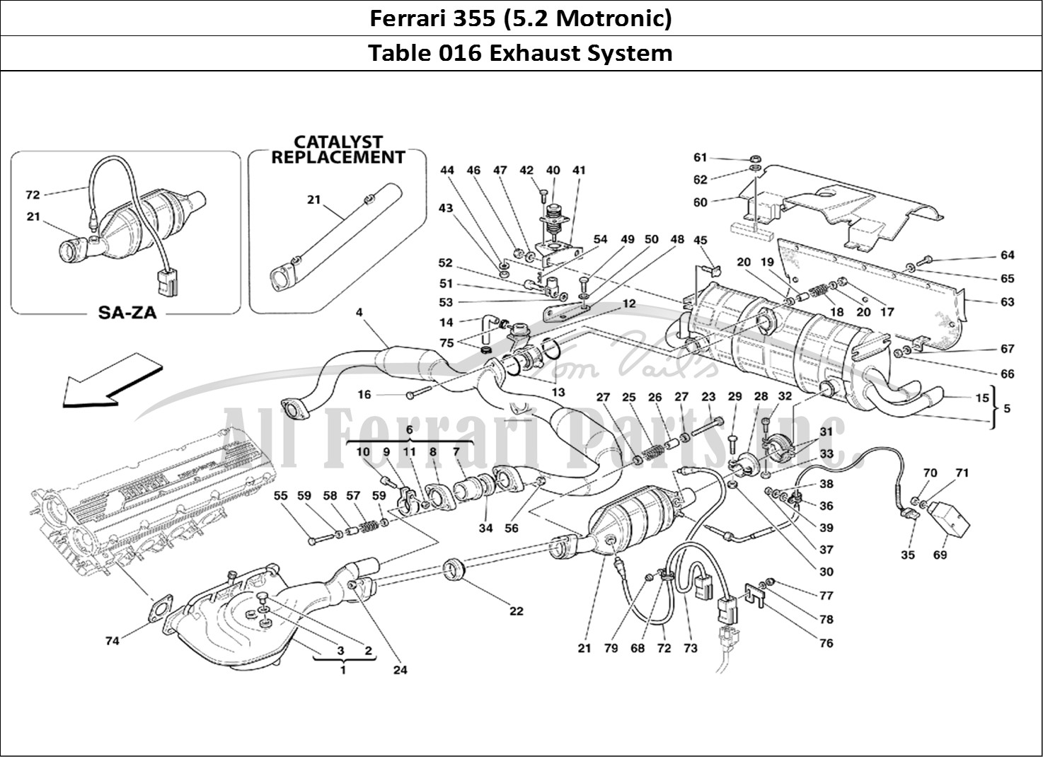 Ferrari Parts Ferrari 355 (5.2 Motronic) Page 016 Exhaust System