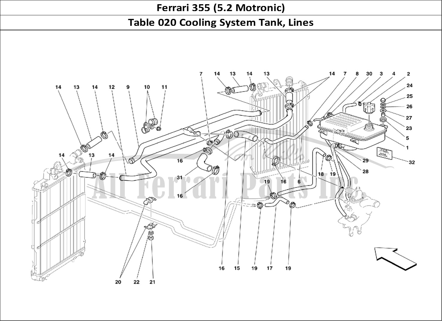 Ferrari Parts Ferrari 355 (5.2 Motronic) Page 020 Cooling System - Nourice