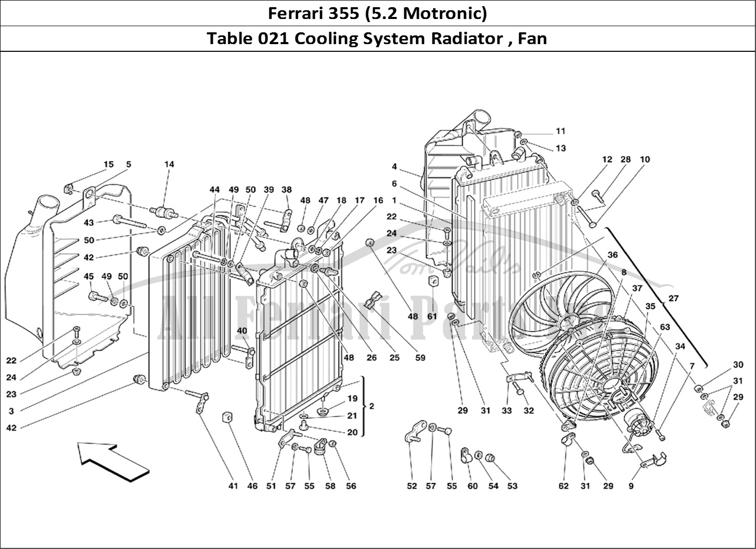 Ferrari Parts Ferrari 355 (5.2 Motronic) Page 021 Cooling System Radiators