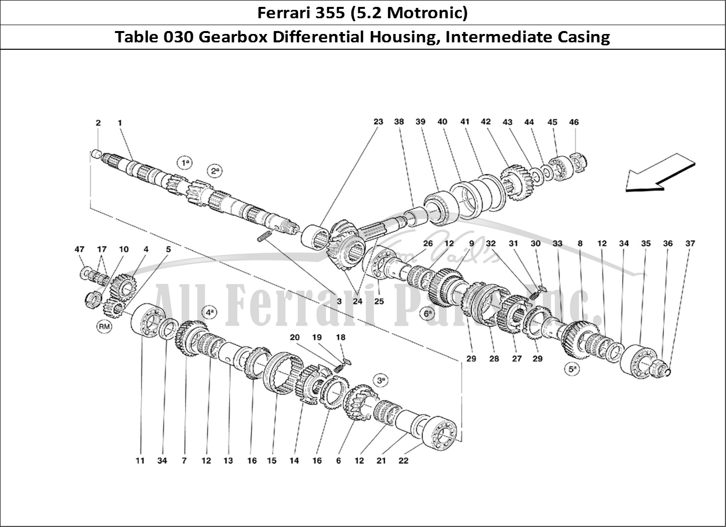 Ferrari Parts Ferrari 355 (5.2 Motronic) Page 030 Gearbox/Differential Hous