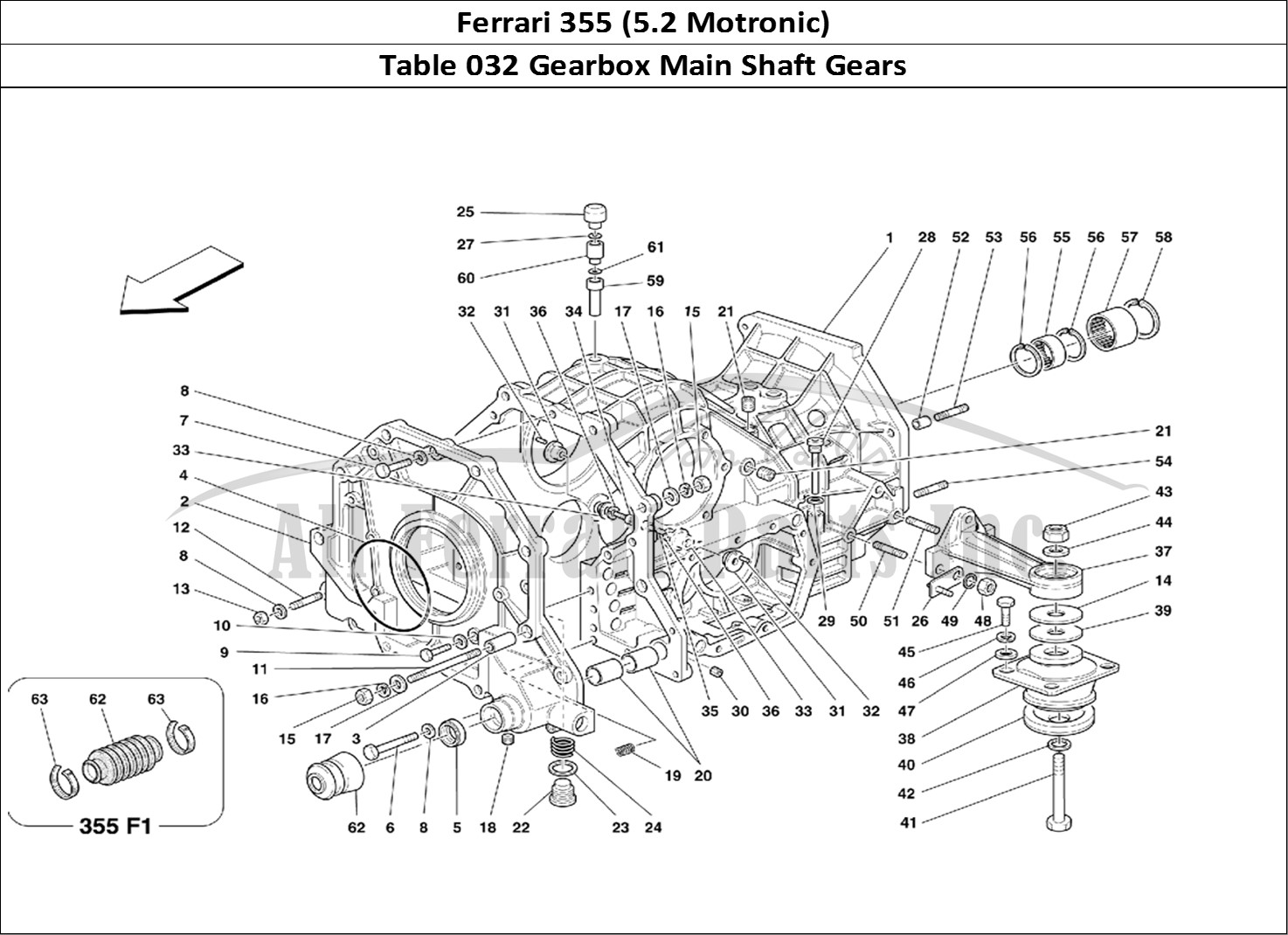 Ferrari Parts Ferrari 355 (5.2 Motronic) Page 032 Main Shaft Gears