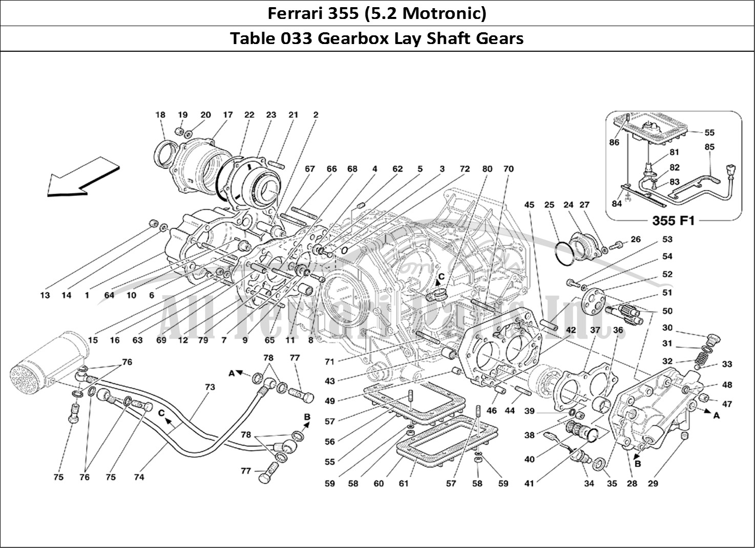 Ferrari Parts Ferrari 355 (5.2 Motronic) Page 033 Lay Shaft Gears