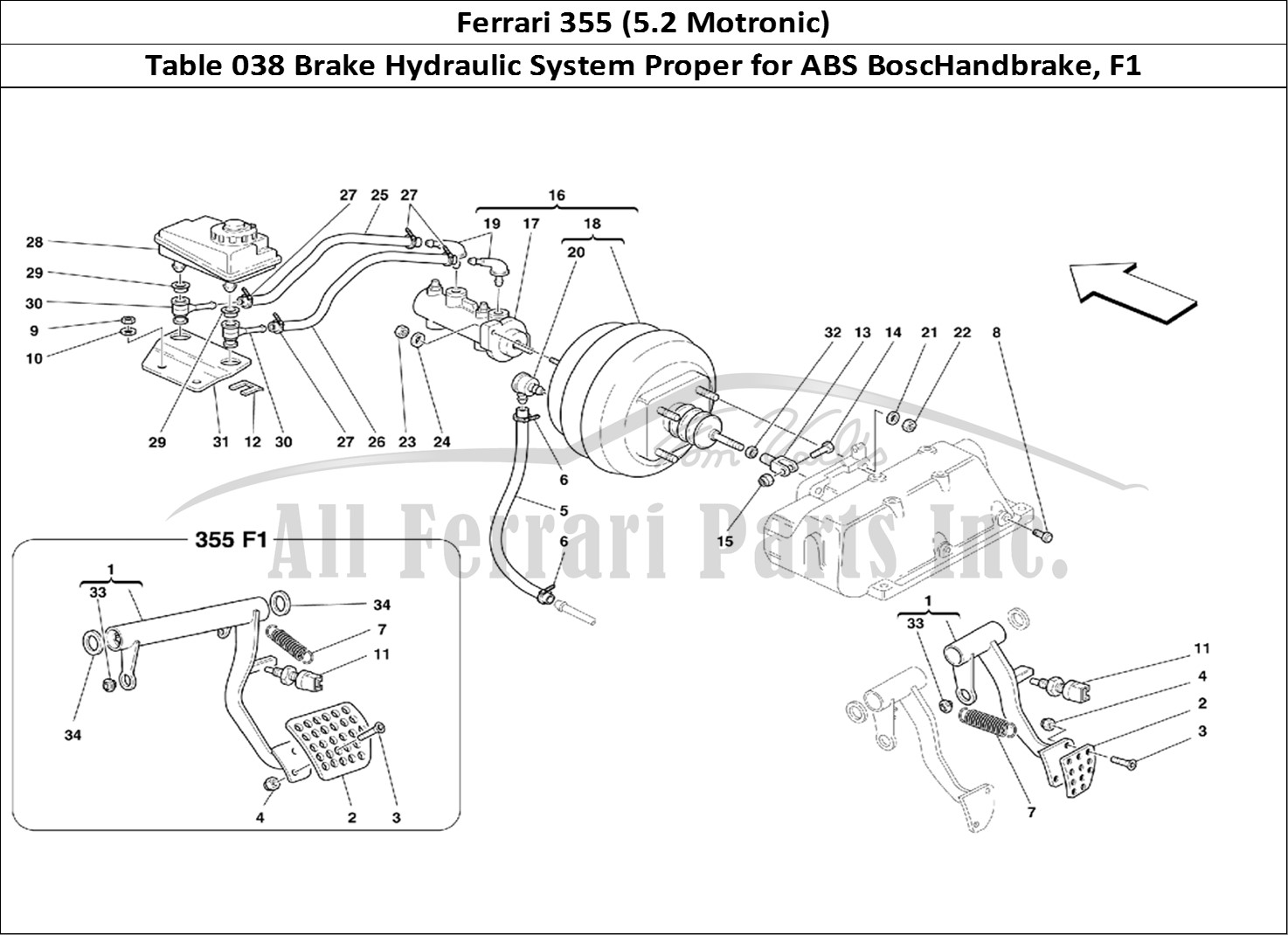 Ferrari Parts Ferrari 355 (5.2 Motronic) Page 038 Brake Hydraulic System -V