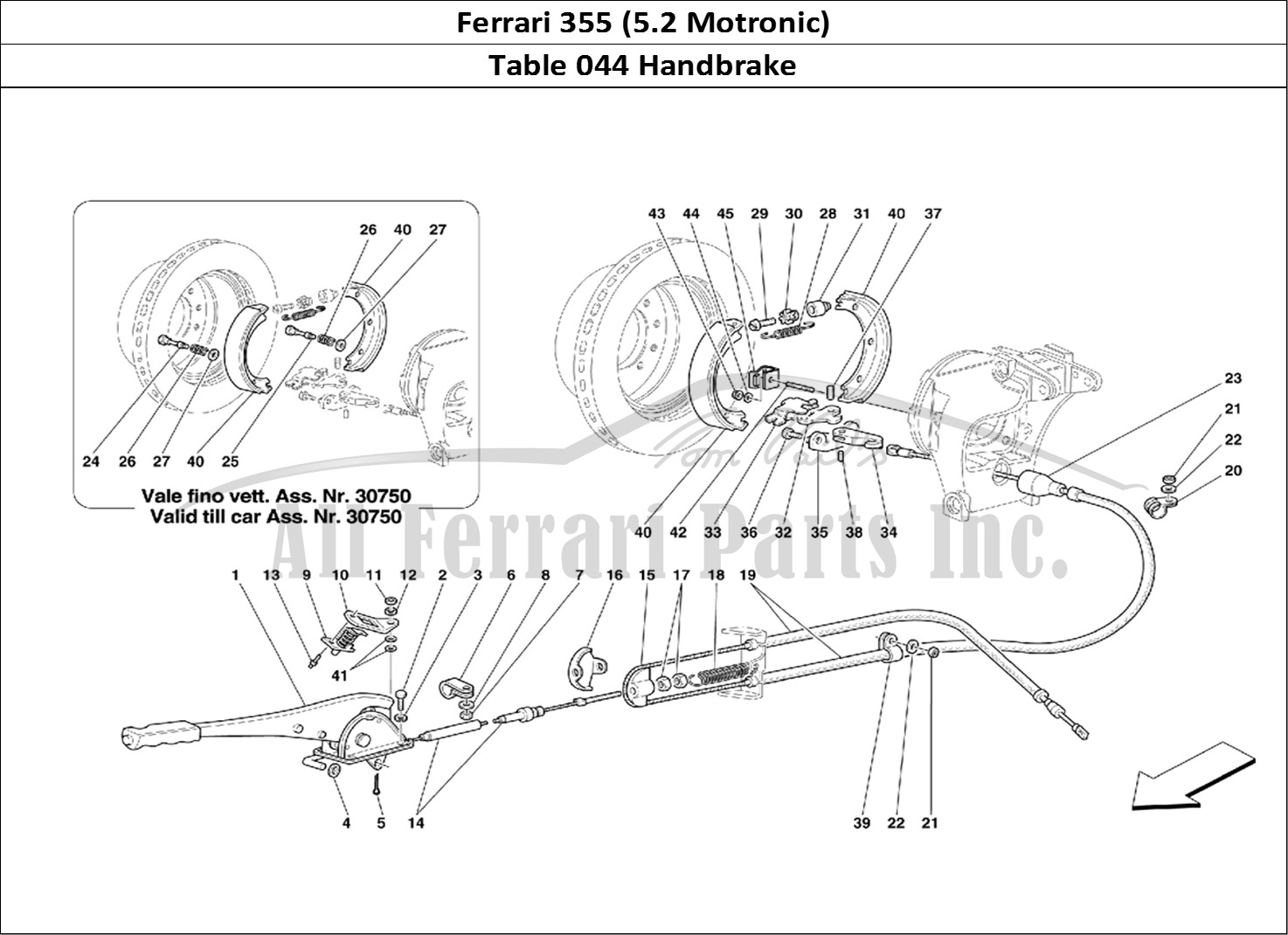 Ferrari Parts Ferrari 355 (5.2 Motronic) Page 044 Hand-Brake Control