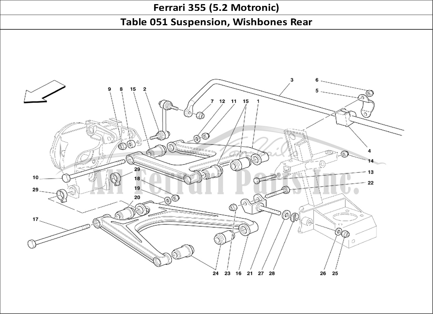 Ferrari Parts Ferrari 355 (5.2 Motronic) Page 051 Rear Suspension - Wishbon