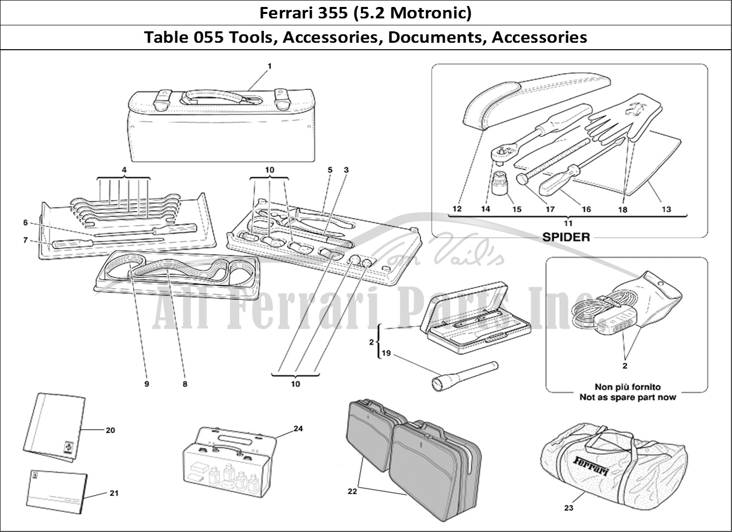 Ferrari Parts Ferrari 355 (5.2 Motronic) Page 055 Tools Equipment - Documen