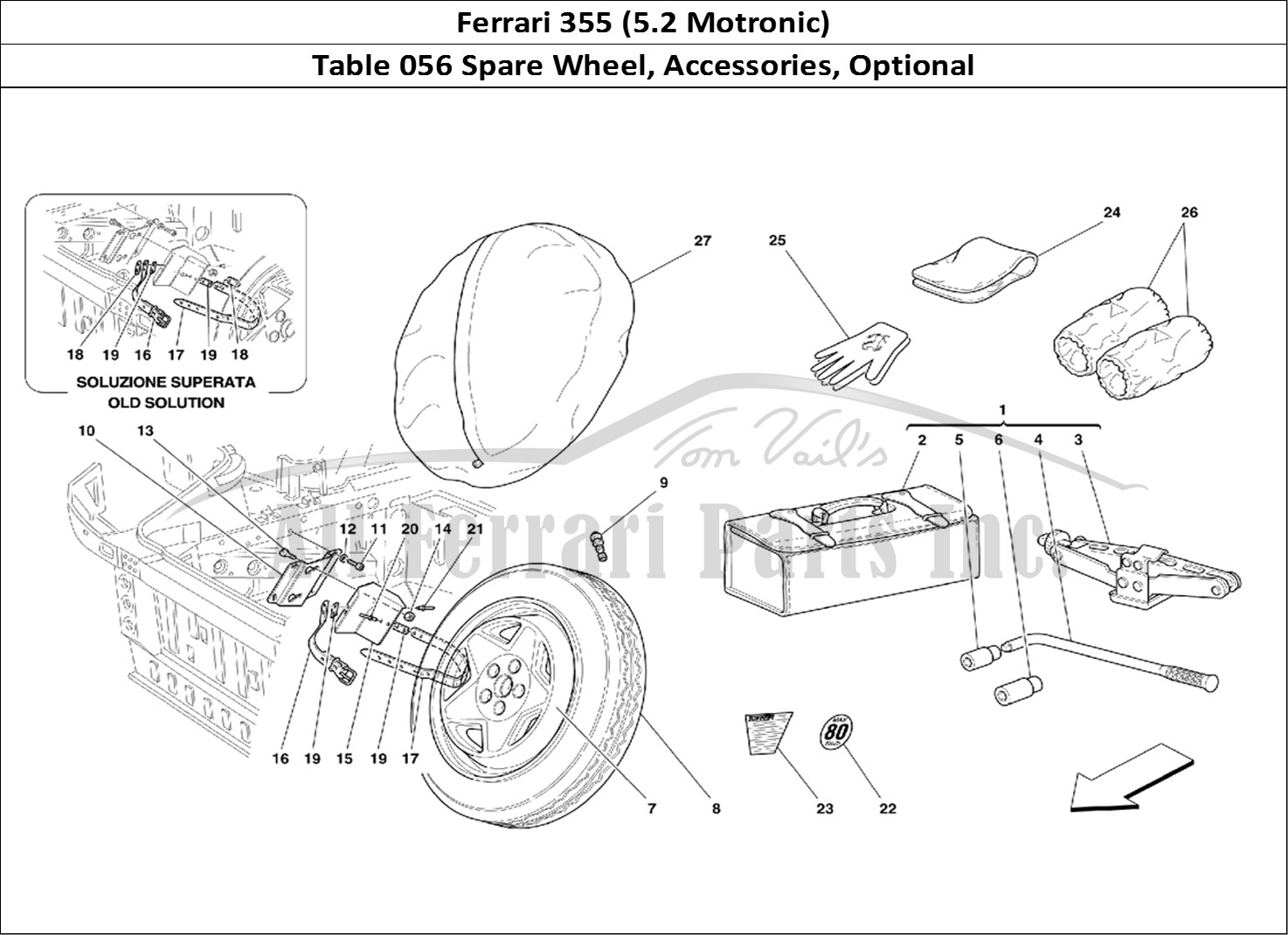 Ferrari Parts Ferrari 355 (5.2 Motronic) Page 056 Spare Wheel and Equipment