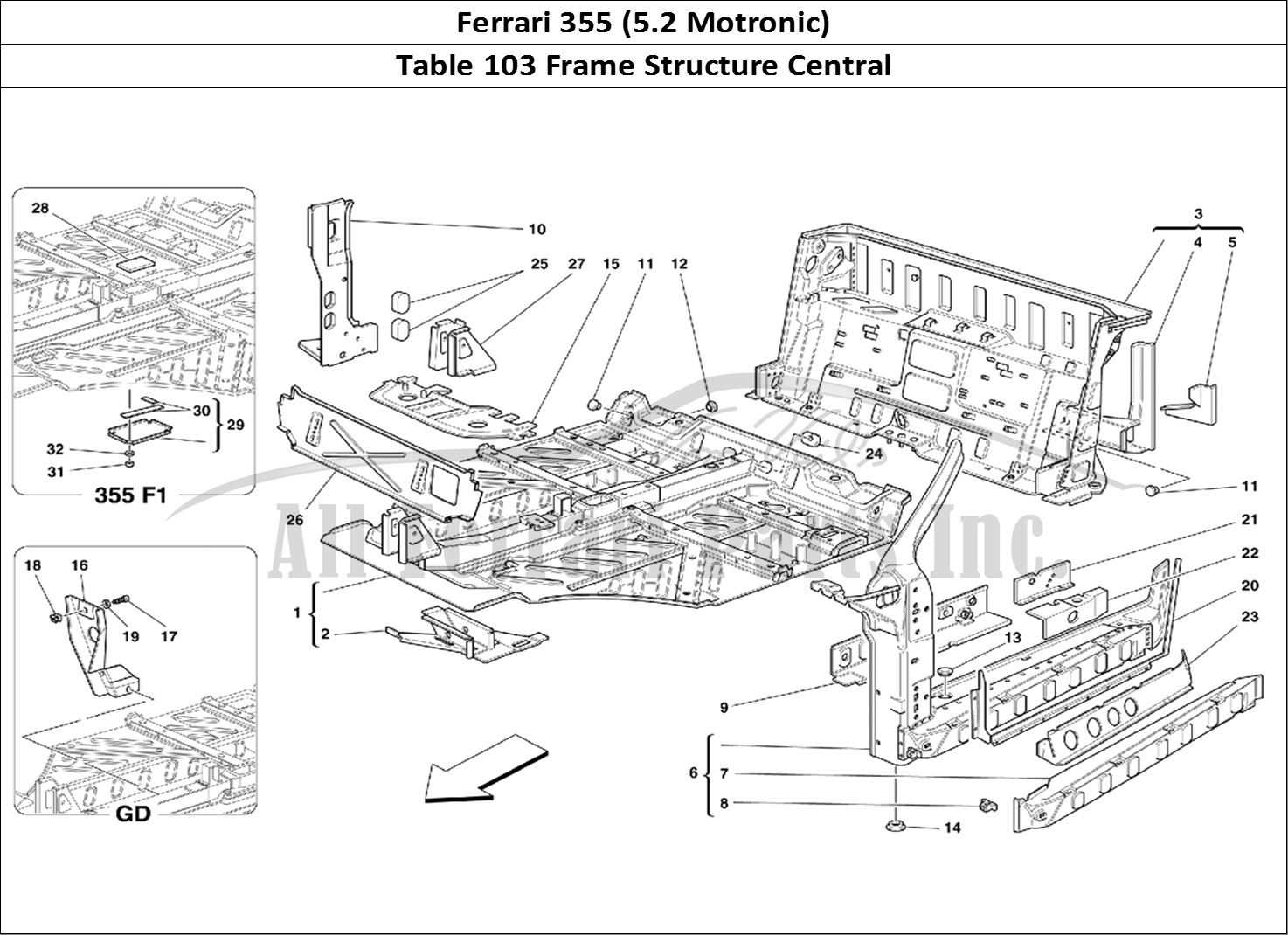 Ferrari Parts Ferrari 355 (5.2 Motronic) Page 103 Central Part Structures