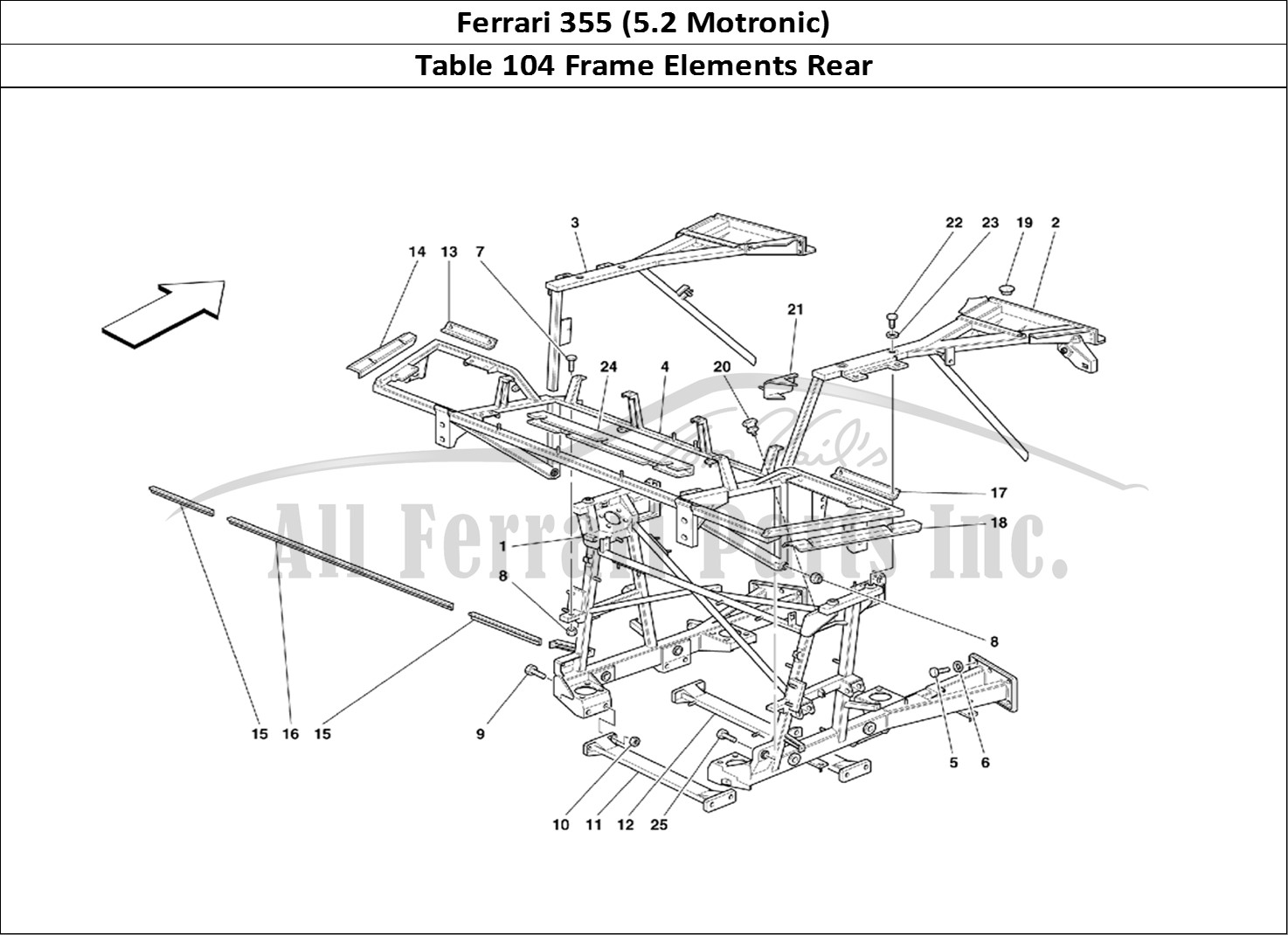 Ferrari Parts Ferrari 355 (5.2 Motronic) Page 104 Frame - Rear Part Element