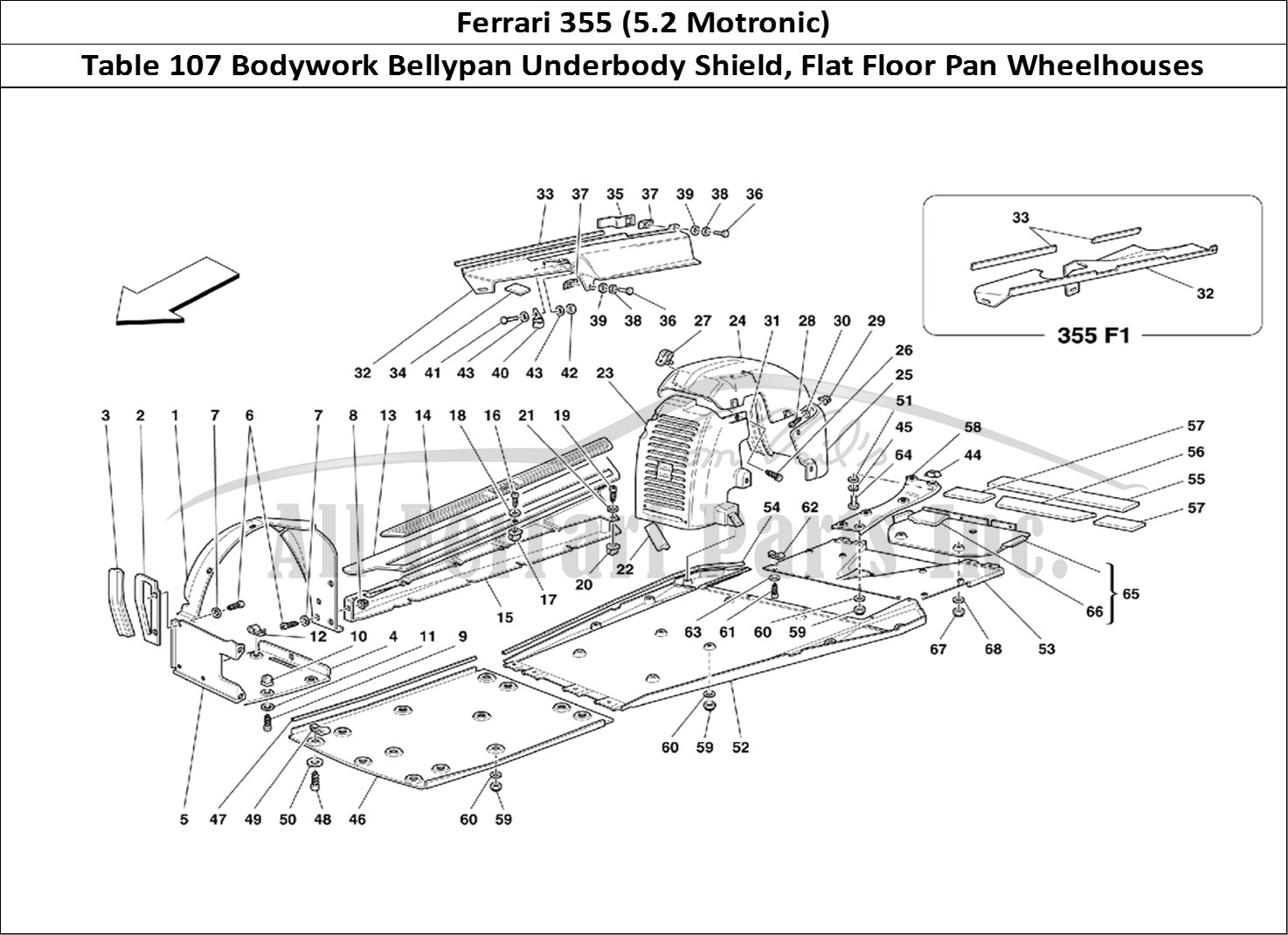 Ferrari Parts Ferrari 355 (5.2 Motronic) Page 107 Body - Shield and Wheelho