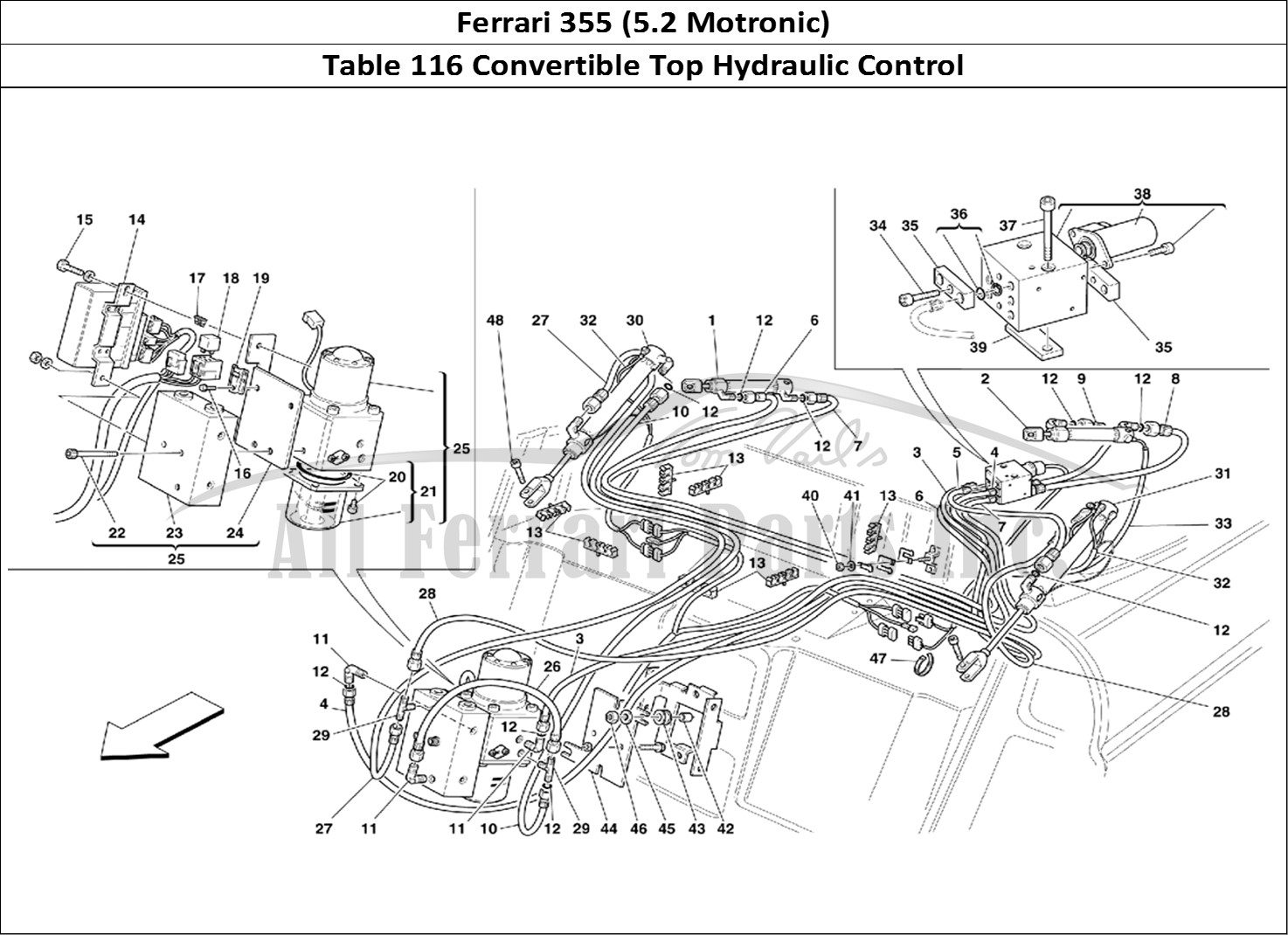 Ferrari Parts Ferrari 355 (5.2 Motronic) Page 116 Top Hydraulic Control -Va