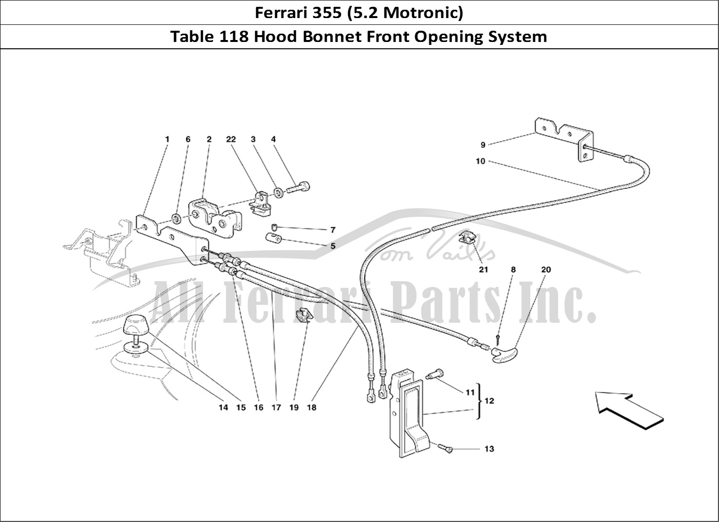 Ferrari Parts Ferrari 355 (5.2 Motronic) Page 118 Opening Device for Front