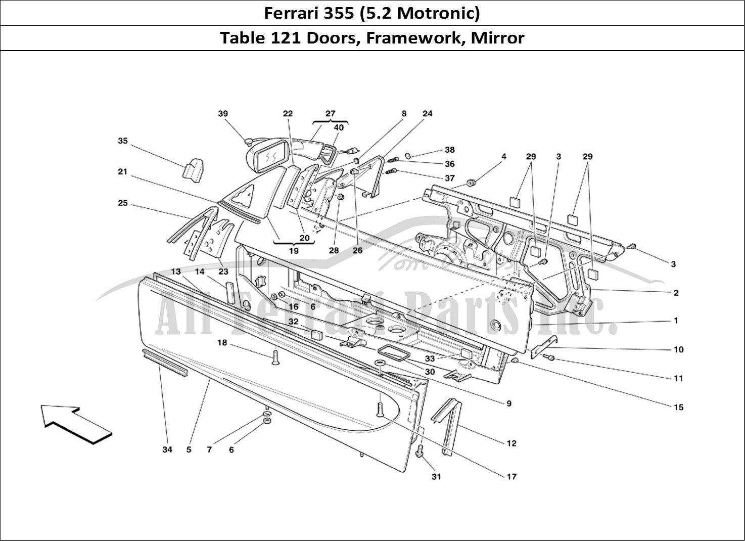 Ferrari Parts Ferrari 355 (5.2 Motronic) Page 121 Doors - Framework and Rea