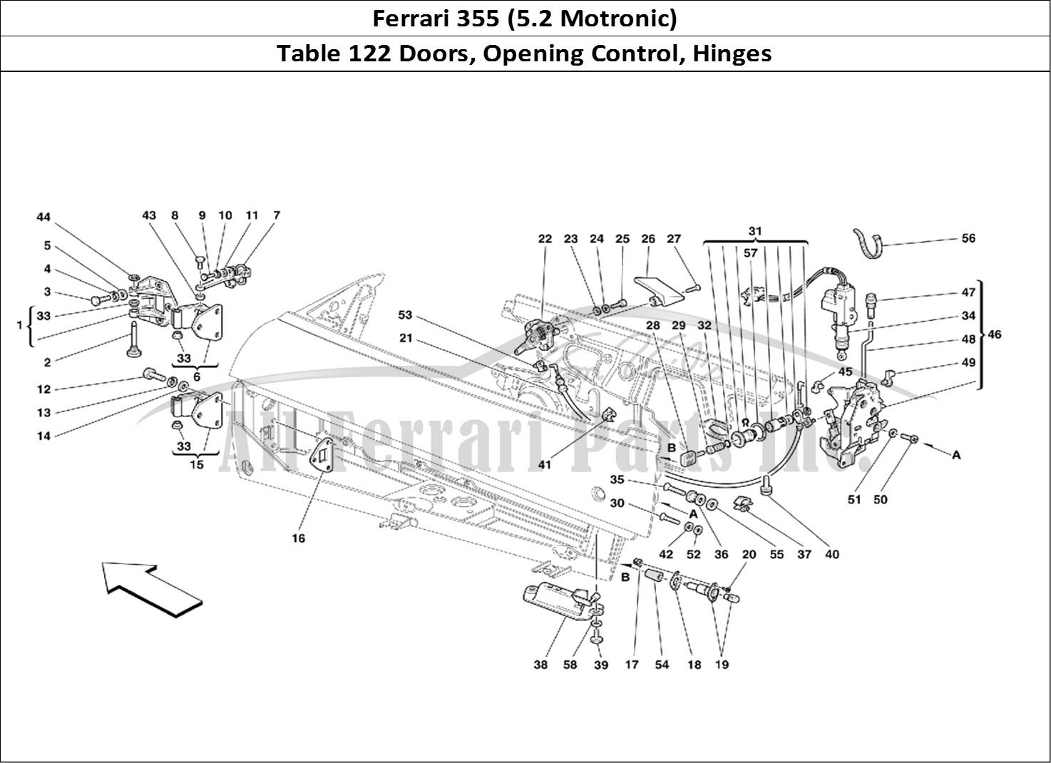 Ferrari Parts Ferrari 355 (5.2 Motronic) Page 122 Doors - Opening Control a