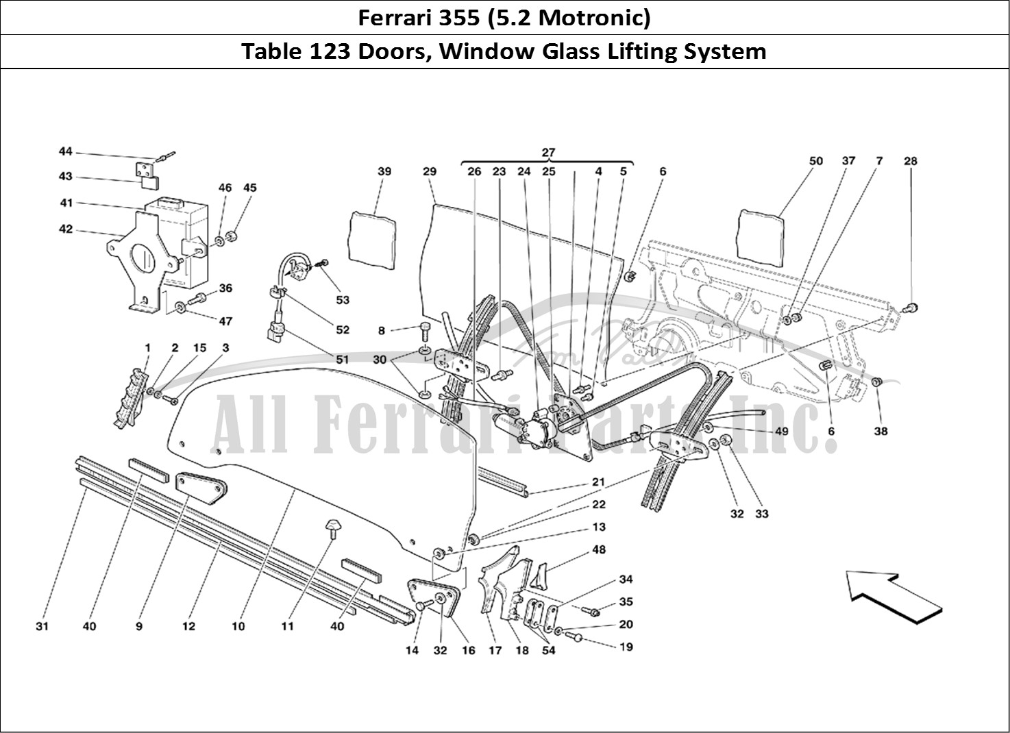 Ferrari Parts Ferrari 355 (5.2 Motronic) Page 123 Doors - Glass Lifting Dev