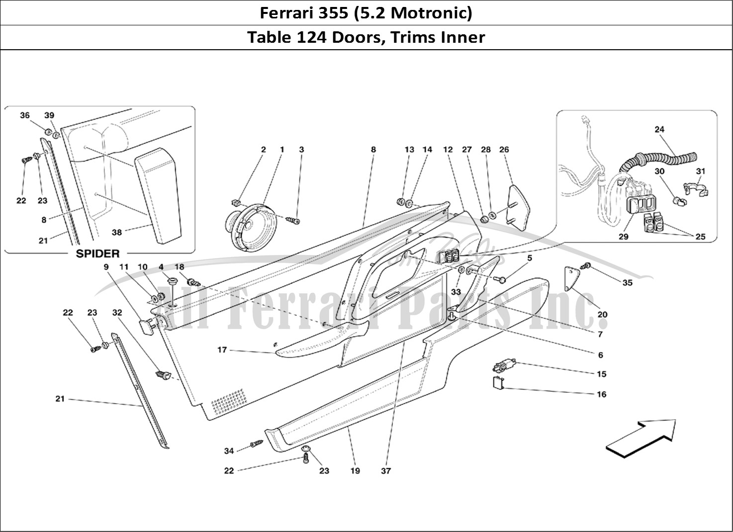 Ferrari Parts Ferrari 355 (5.2 Motronic) Page 124 Doors - Inner Trims