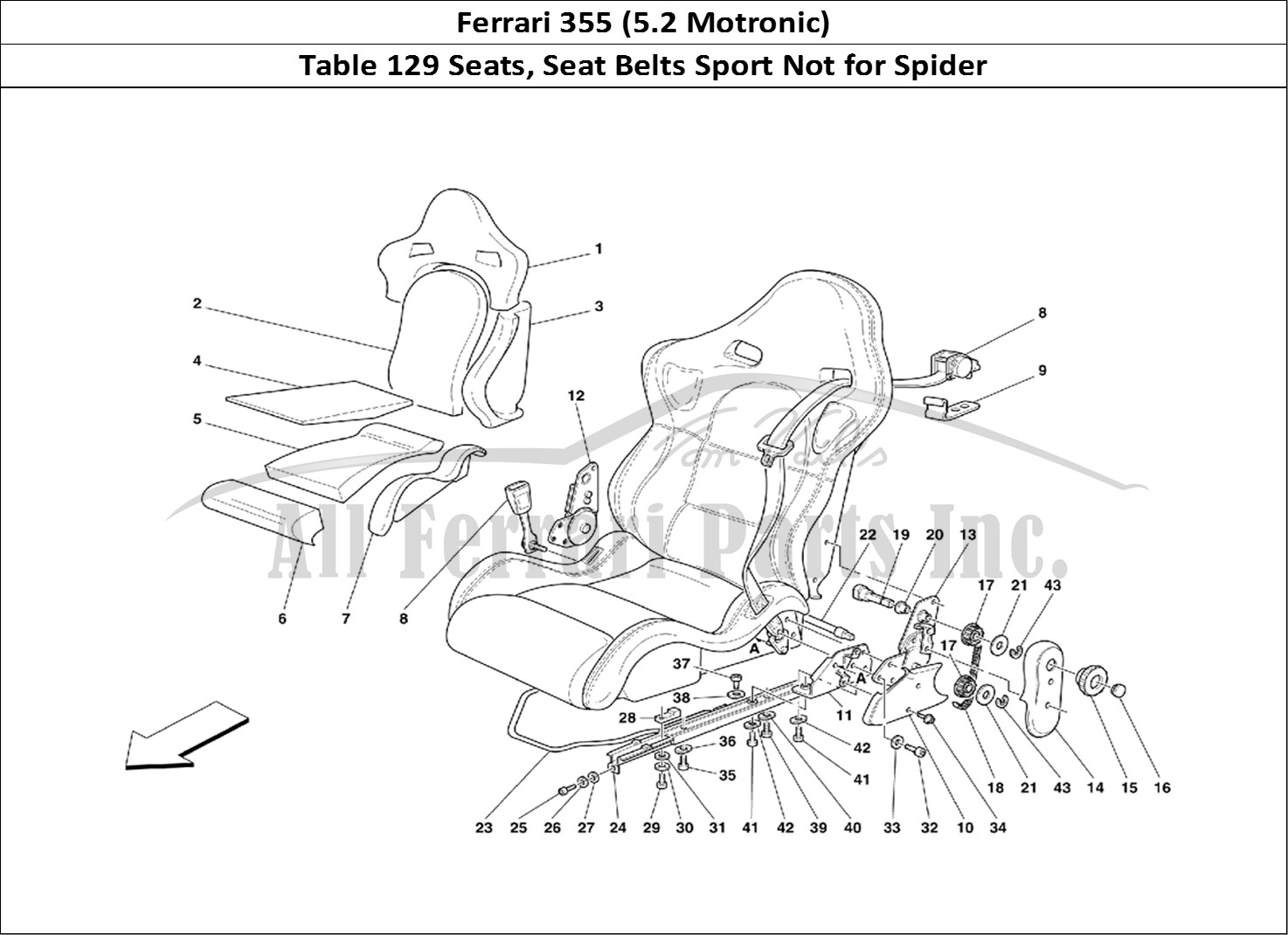 Ferrari Parts Ferrari 355 (5.2 Motronic) Page 129 Seats and Safety Belts -S