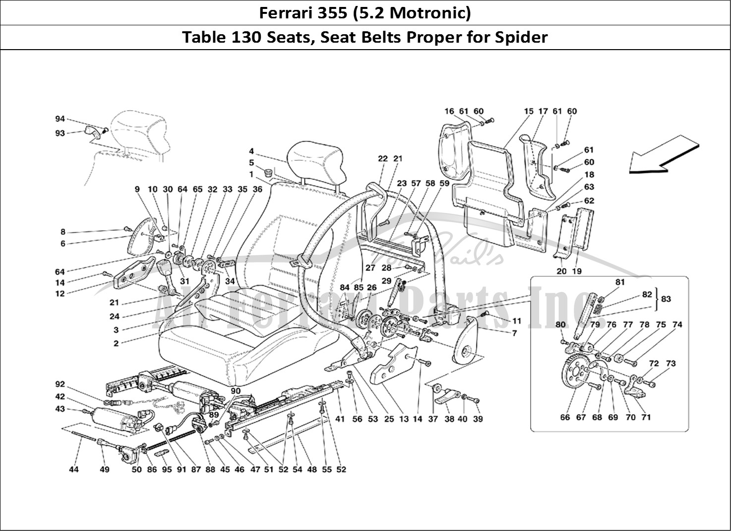 Ferrari Parts Ferrari 355 (5.2 Motronic) Page 130 Seats and Safety Belts -V