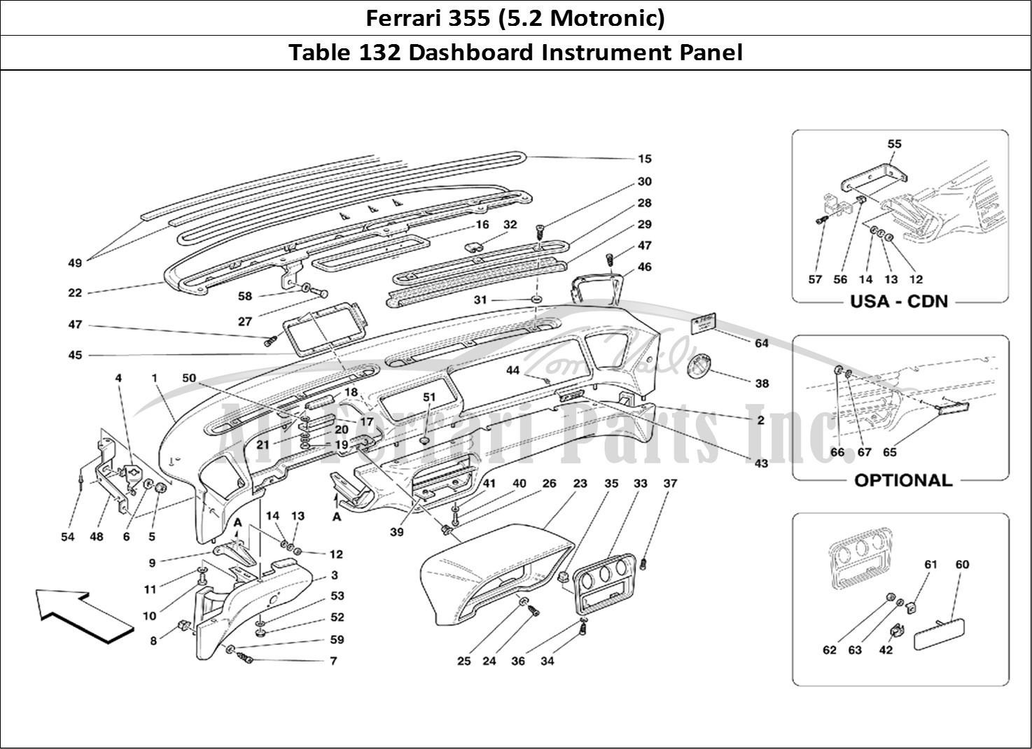 Ferrari Parts Ferrari 355 (5.2 Motronic) Page 132 Dashboard